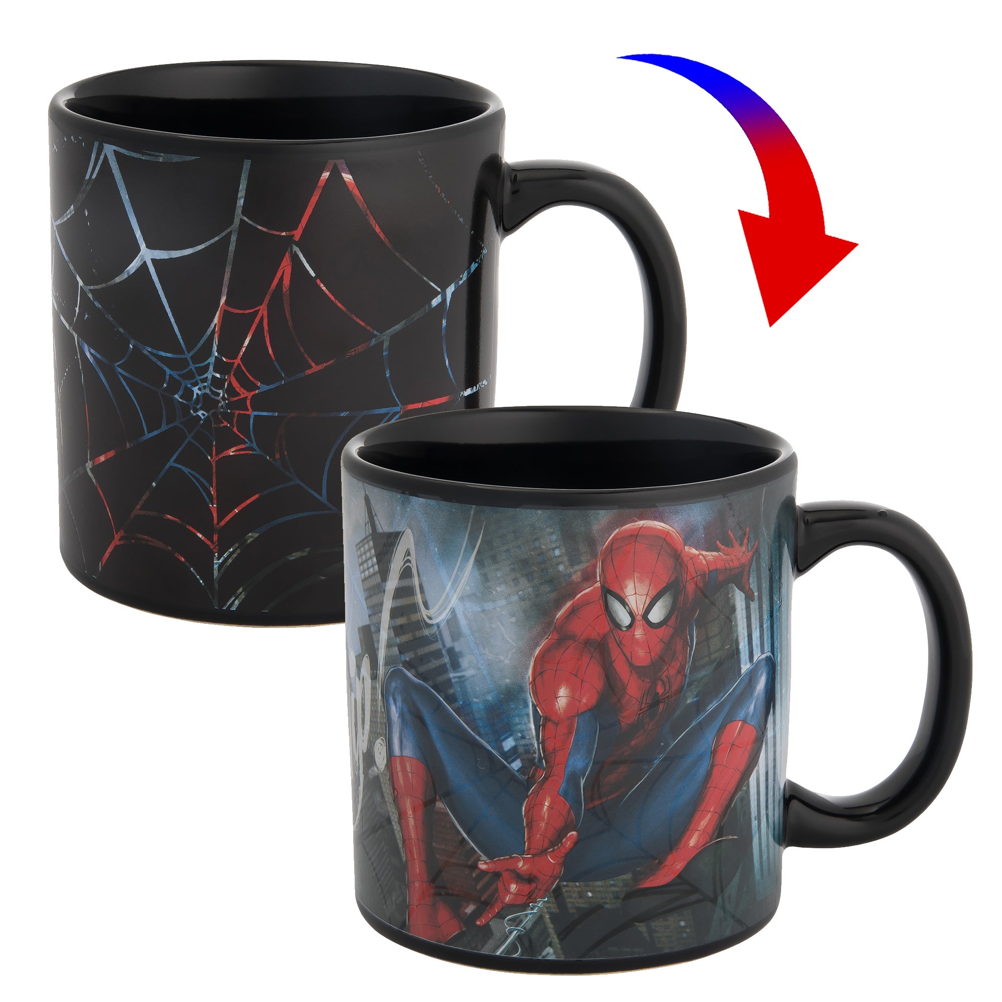 Vandor Marvel Spider-Man 20 Oz Ceramic Heat Reactive Color Changing Mug