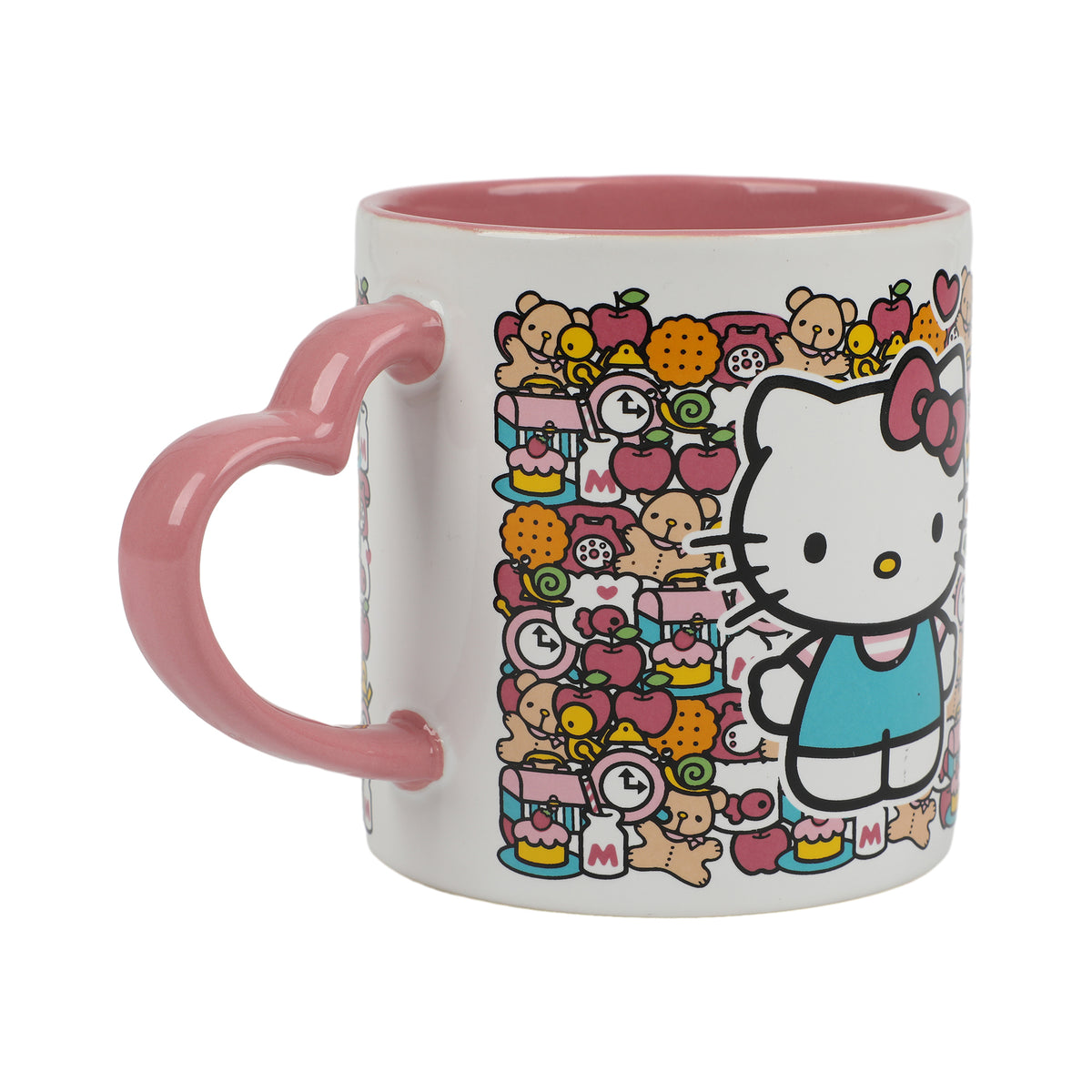 Hello Kitty Mug with Pink Heart Shaped Handle - 16oz Ceramic Mug