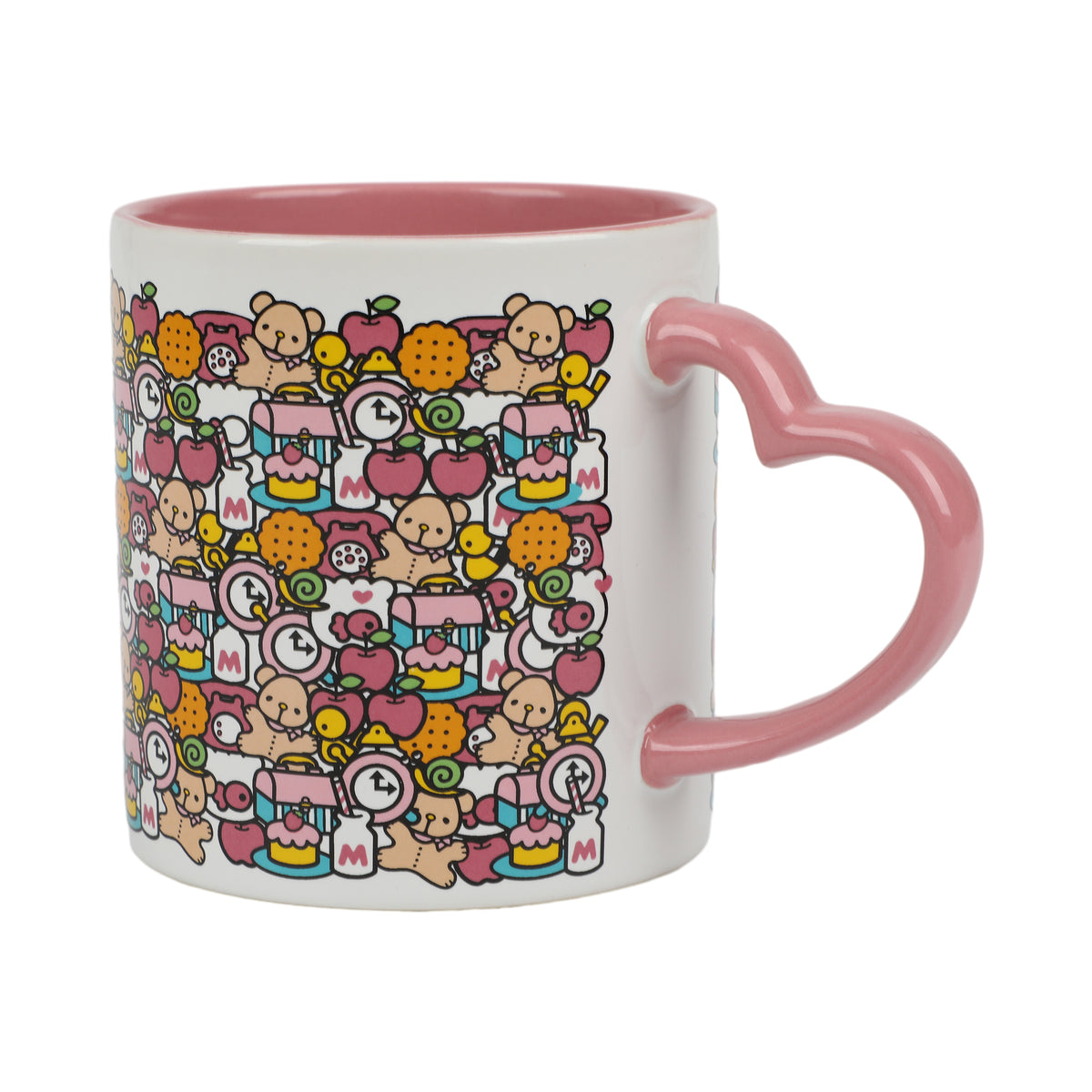 Hello Kitty Mug with Pink Heart Shaped Handle - 16oz Ceramic Mug