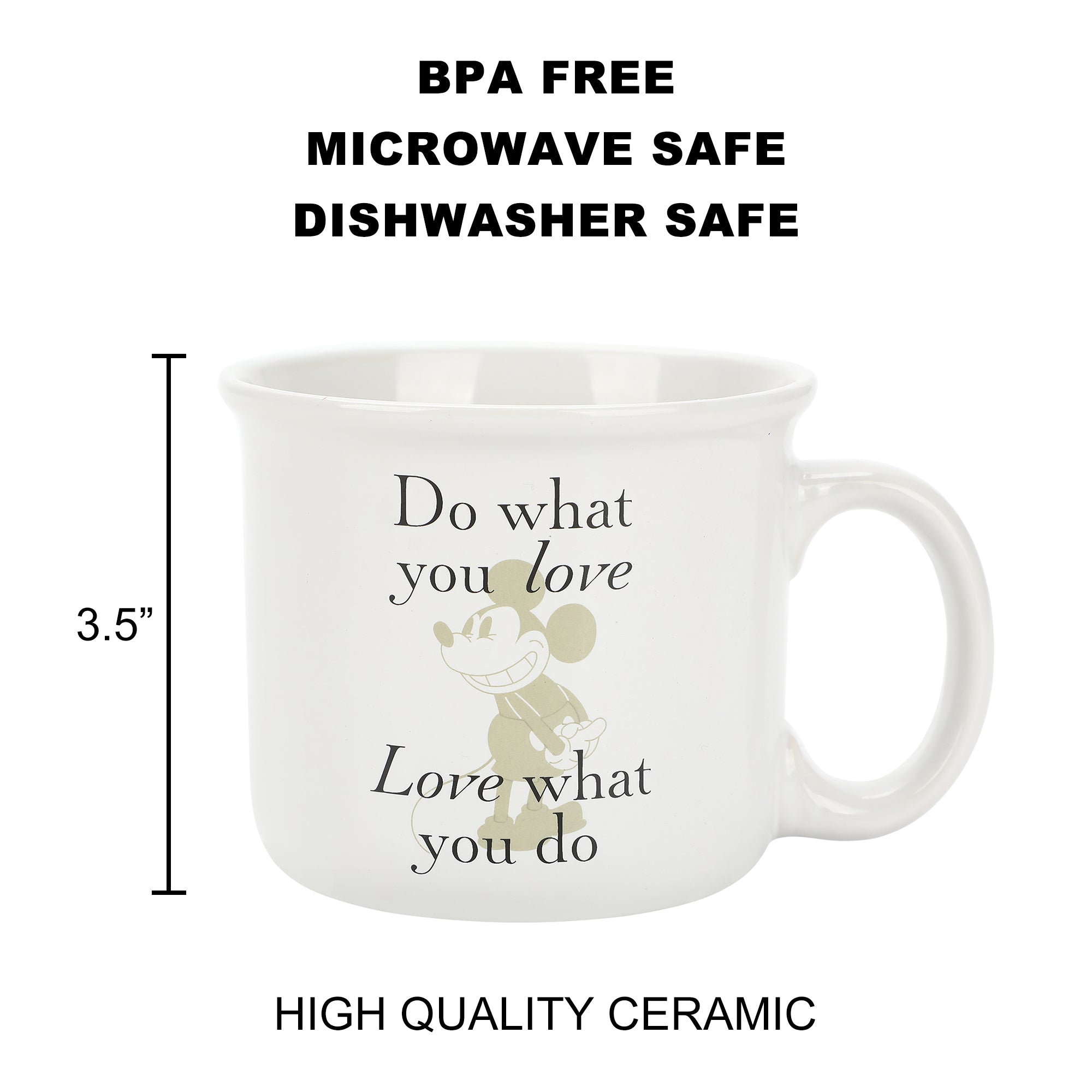 Disney Mickey Mouse Do What You Love 16 Oz White Ceramic Mug