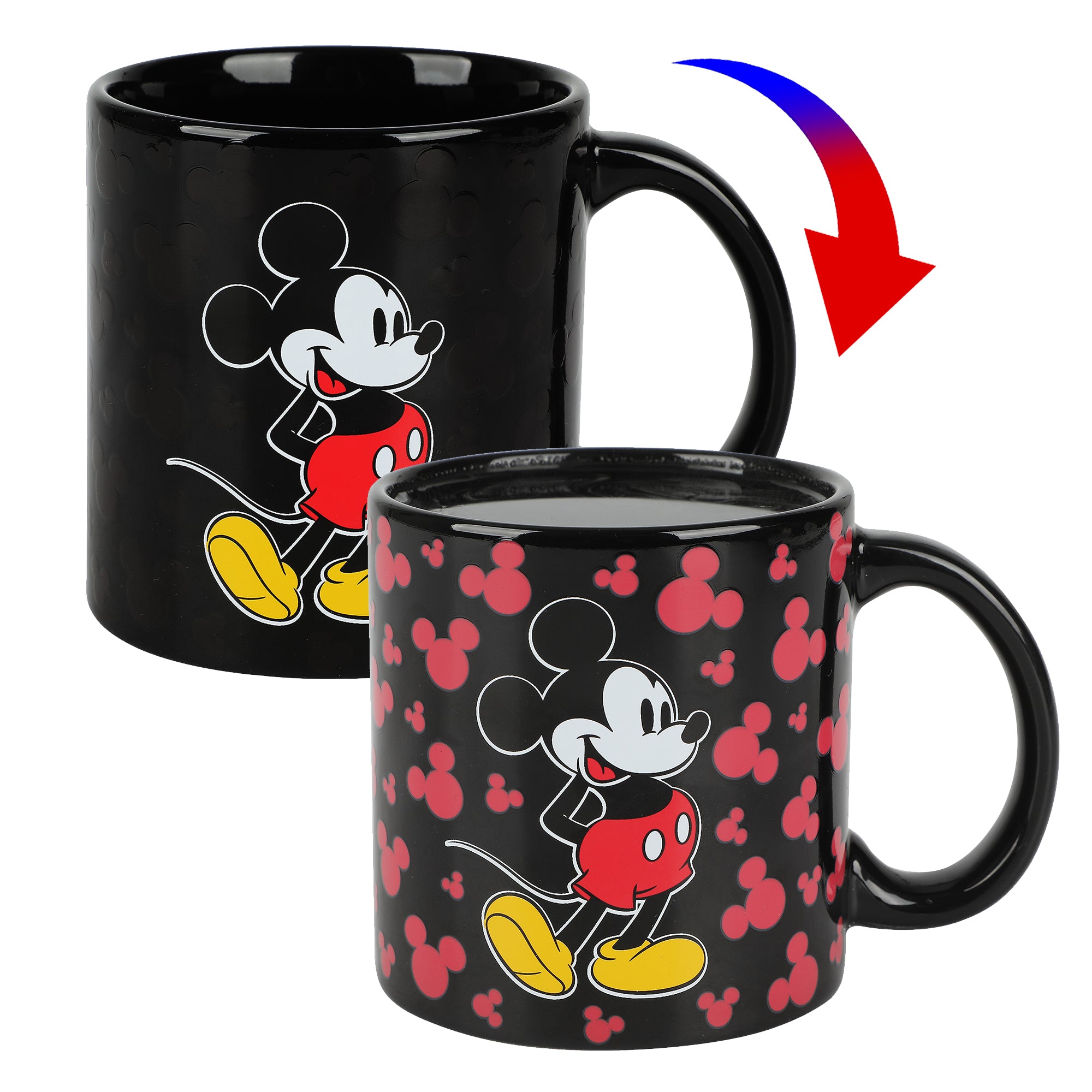 Disney Mickey Mouse Ears 16 Oz Black Heat Reactive Color Changing Ceramic Mug