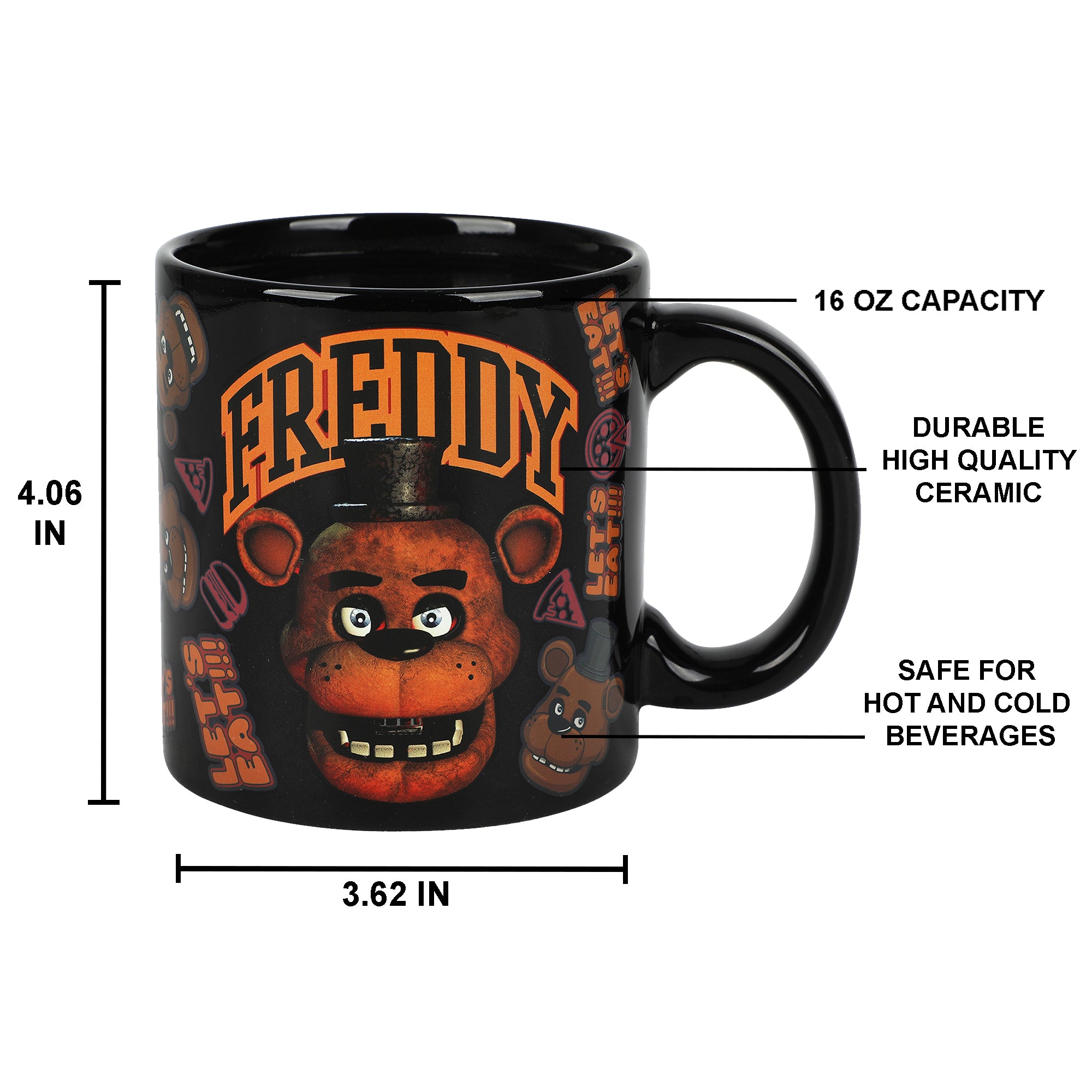 Five Nights At Freddy's Let's Eat 16 Oz Heat-Reactive Black Ceramic Mug