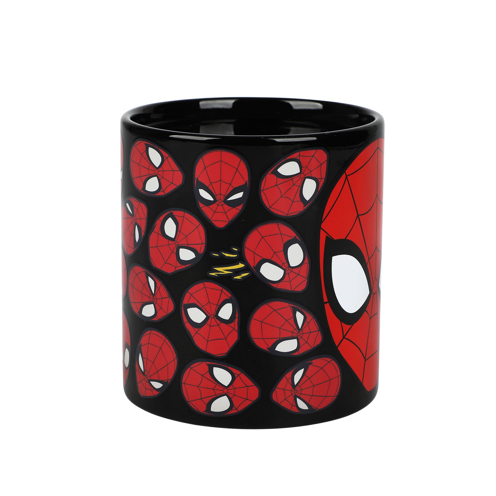 Spider-Man Mask 16 Oz Heat-Reactive Black Ceramic Mug