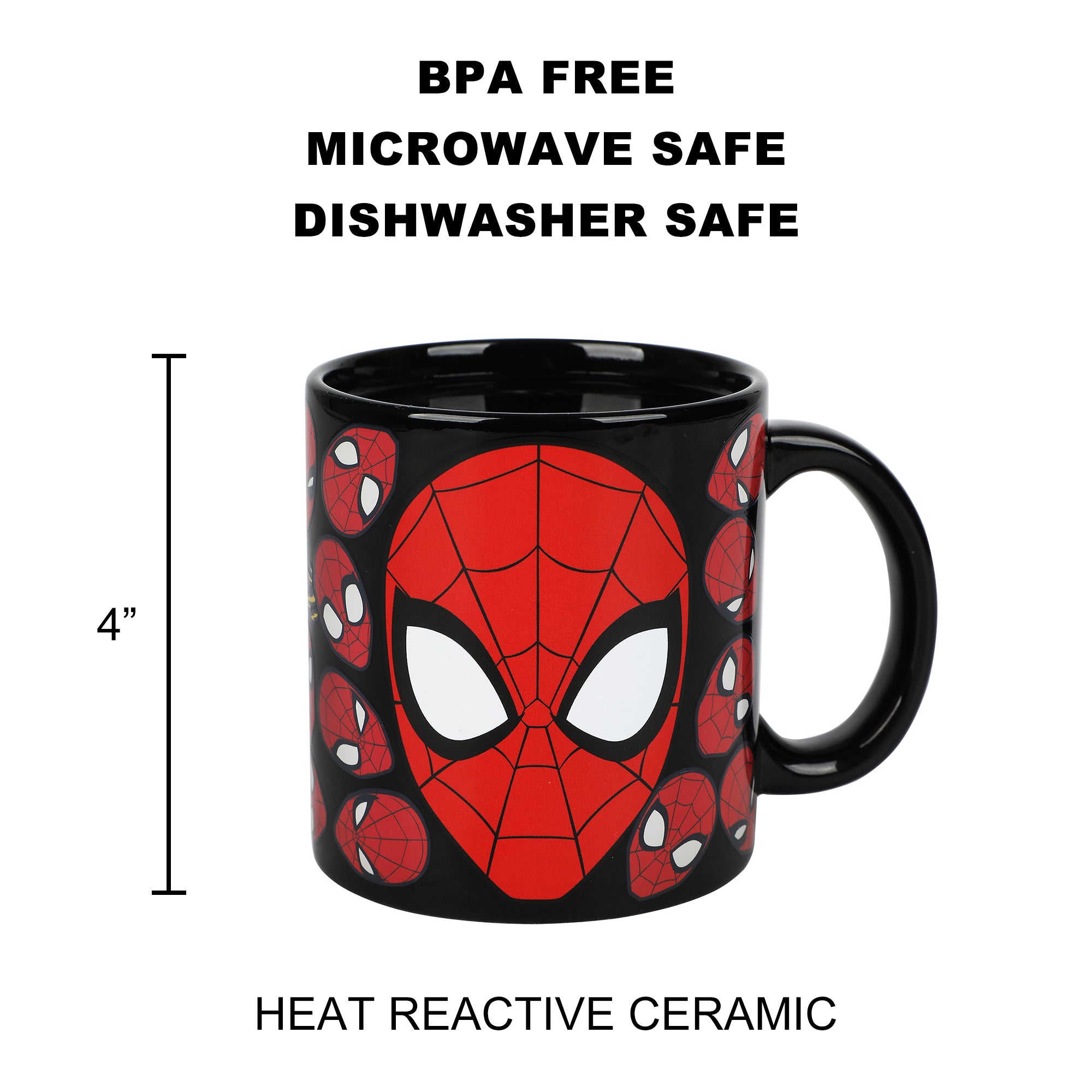 Spider-Man Mask 16 Oz Heat-Reactive Black Ceramic Mug