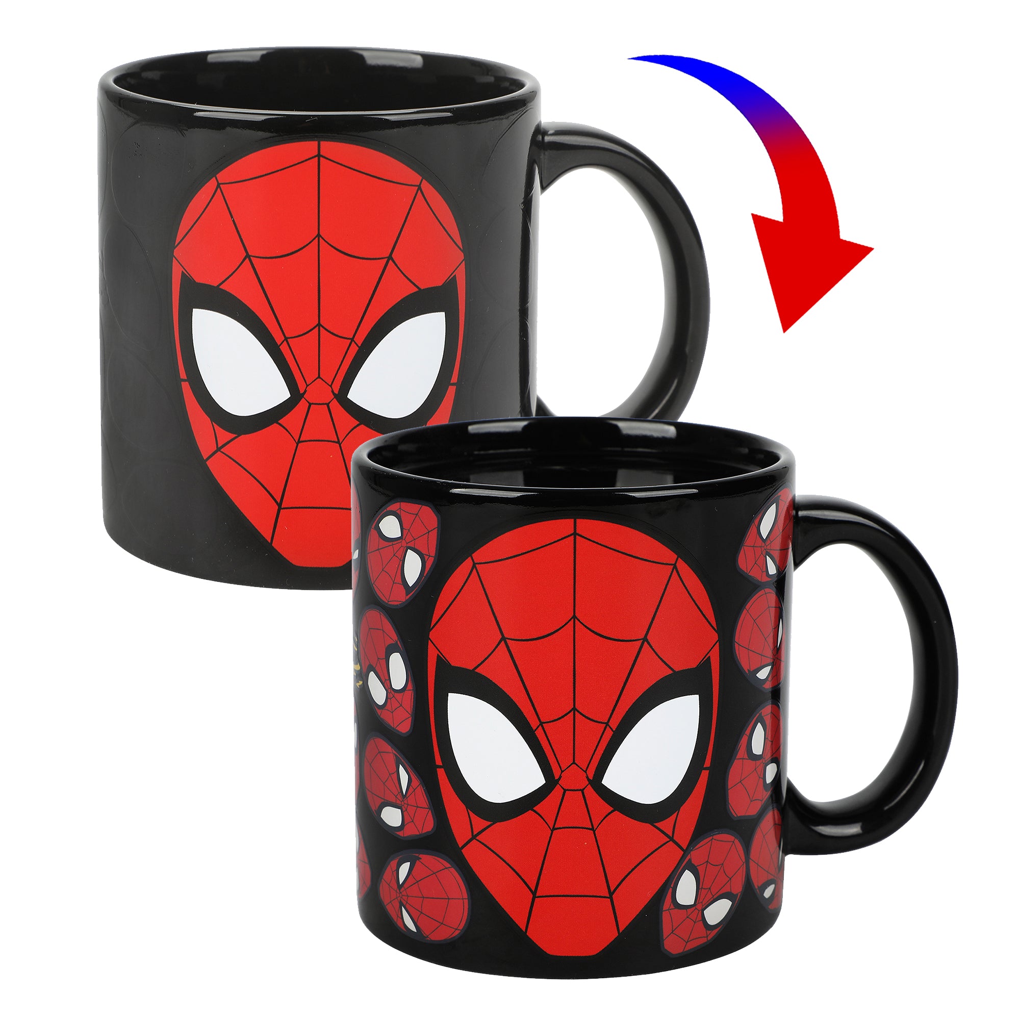 Spider-Man Mask 16 Oz Heat-Reactive Black Ceramic Mug