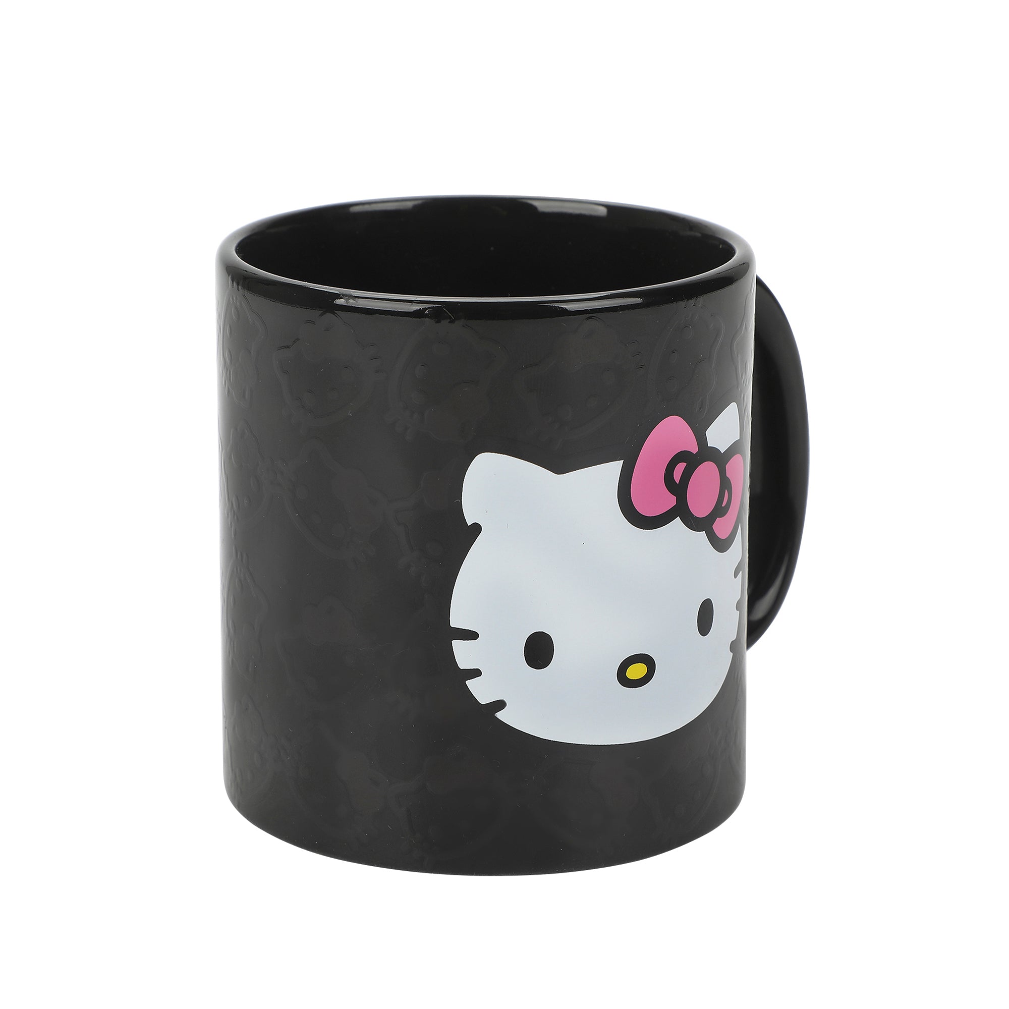 Hello Kitty Face Outlines 16 Oz Heat-Reactive Black Ceramic Mug