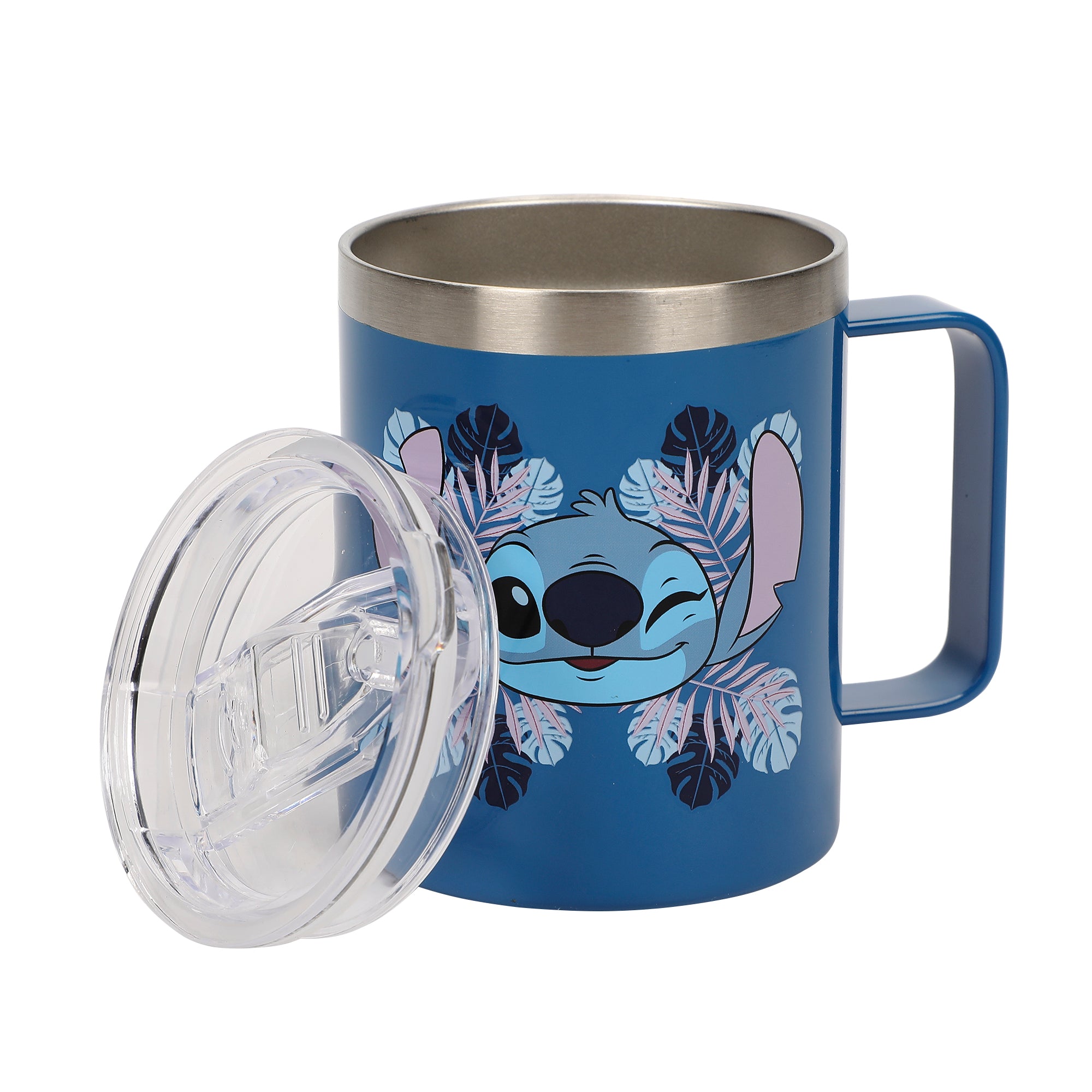 Stitch Face and Leaves 14oz Vacuum Sealed Stainless Steel Coffee Mug
