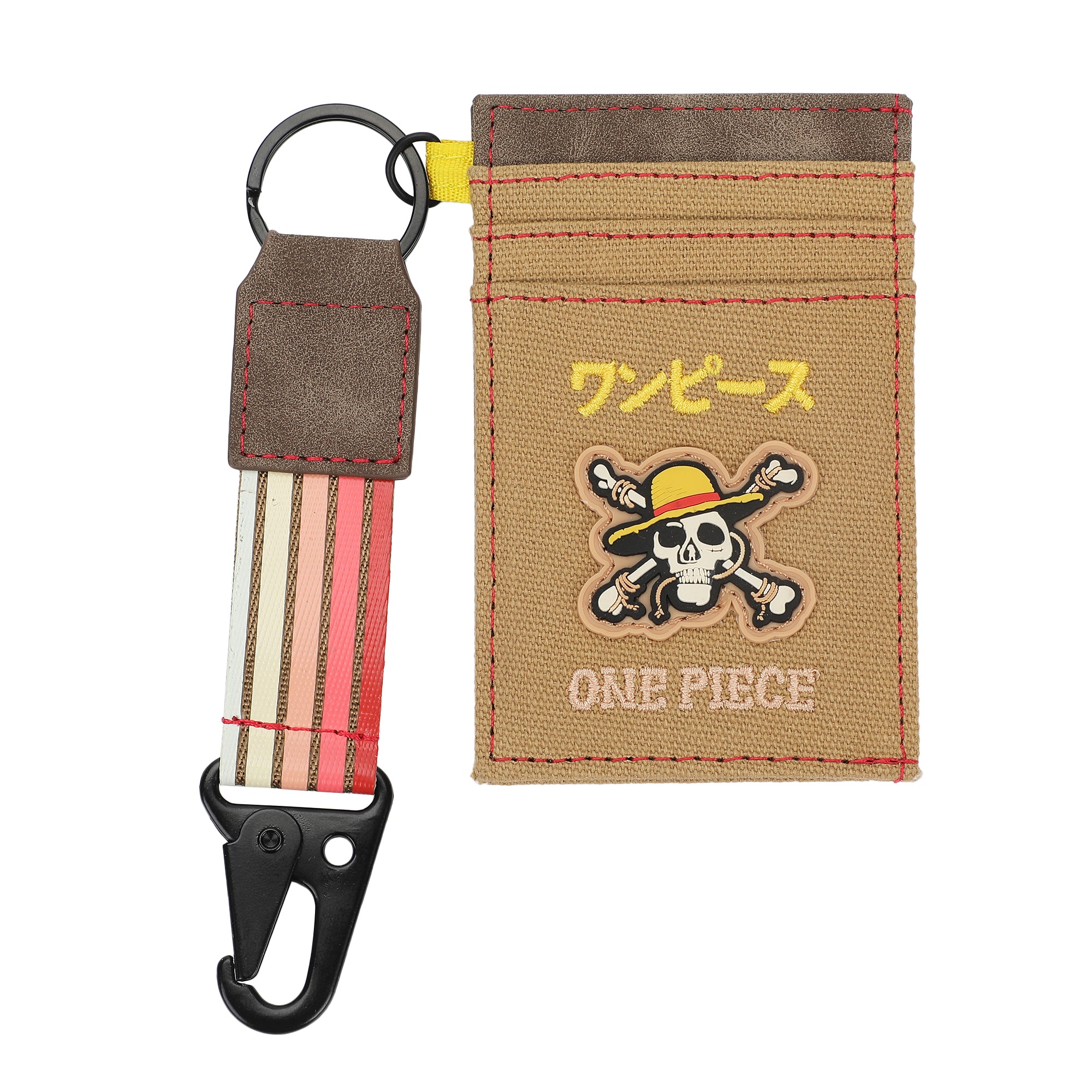 One Piece Live Action Straw Hat Pirates Kanji Logo Brown 4" ID Card Wallet