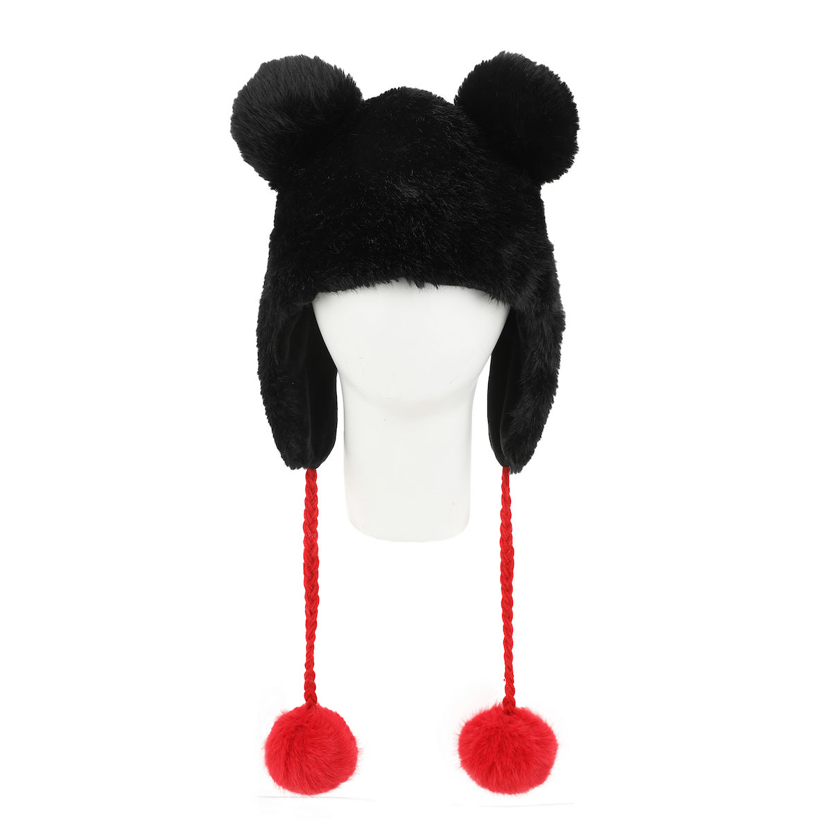 Disney Mickey Mouse-Inspired Black Plush Laplander Beanie