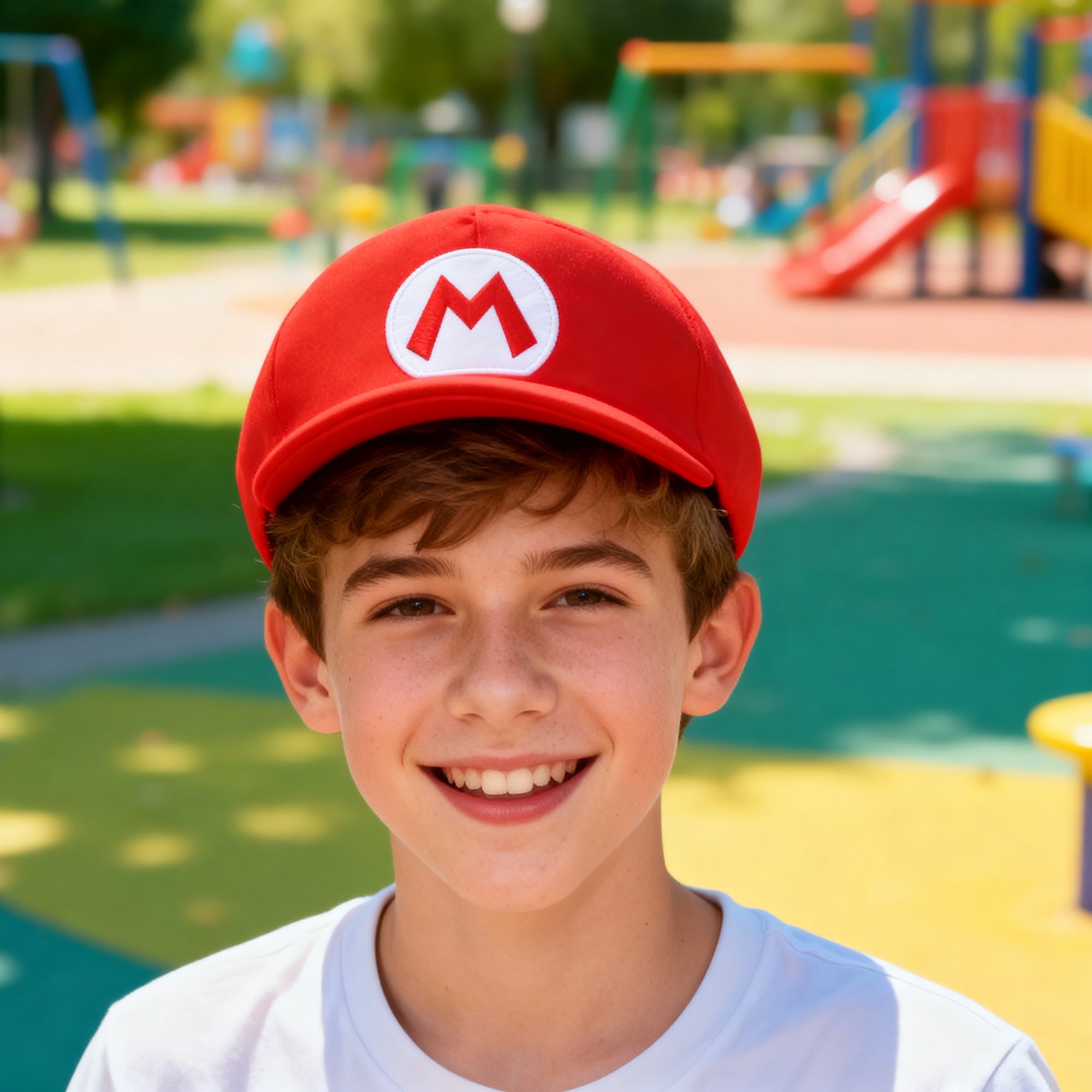 Super Mario Bros Real Mario M Embroidered Mario M Youth Fitted Novelty Cap