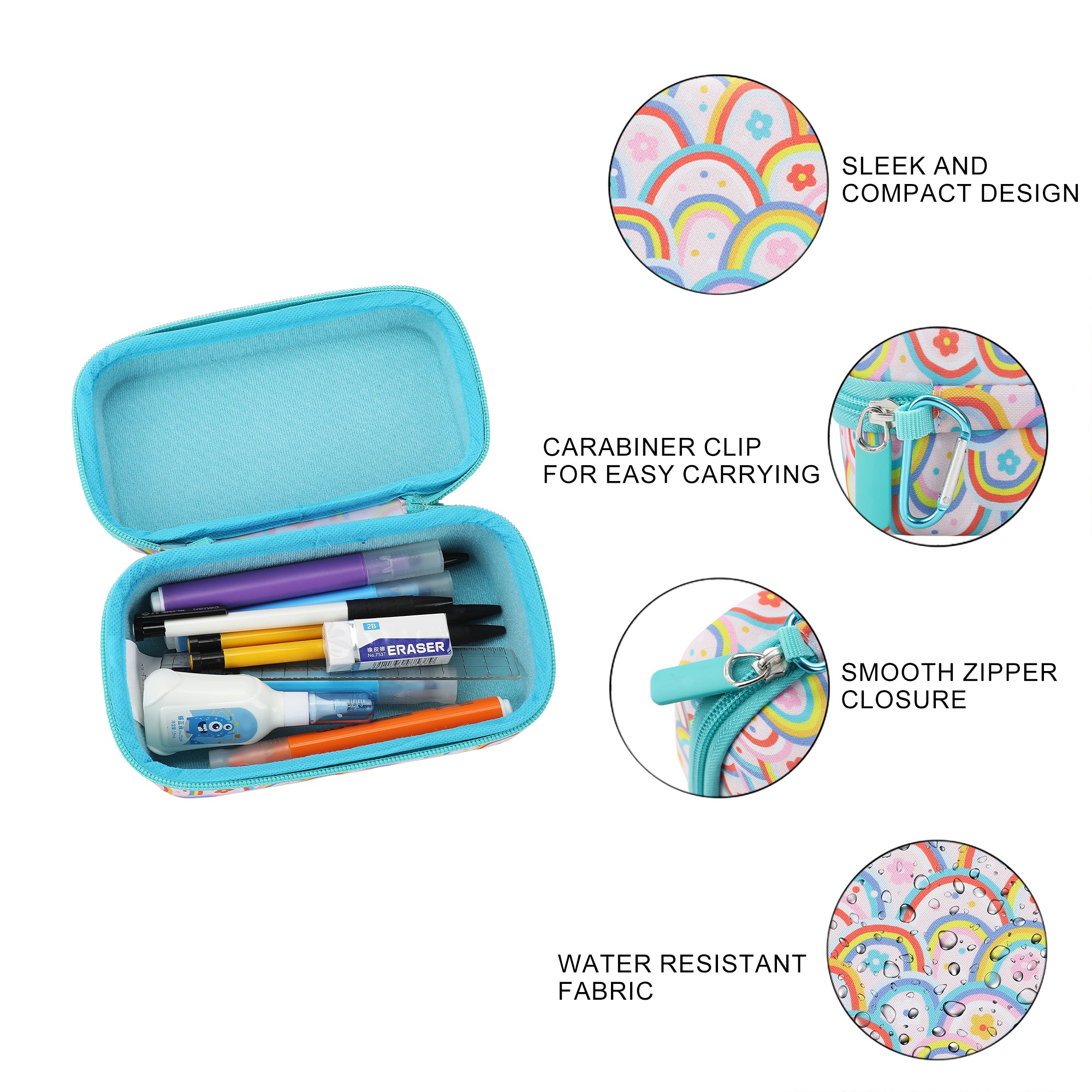 Rainbow Collage EVA Hard-Side Utility Case With Carabiner