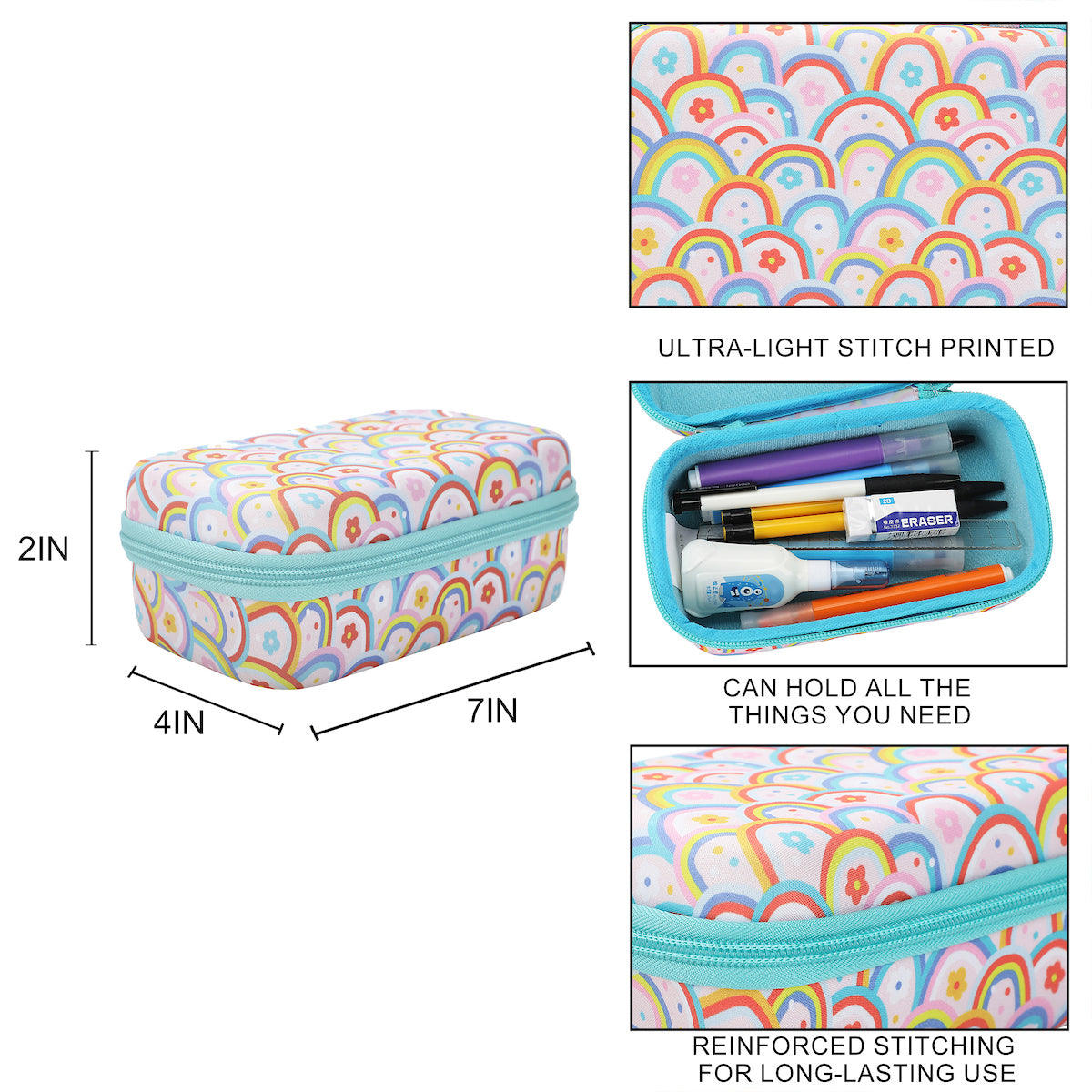 Rainbow Collage EVA Hard-Side Utility Case With Carabiner