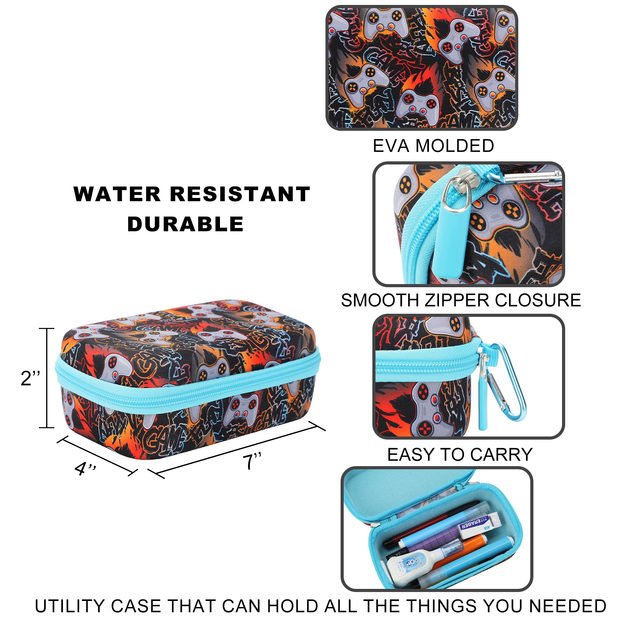 Game Controllers EVA Hard-Side Utility Case With Matching Carabiner