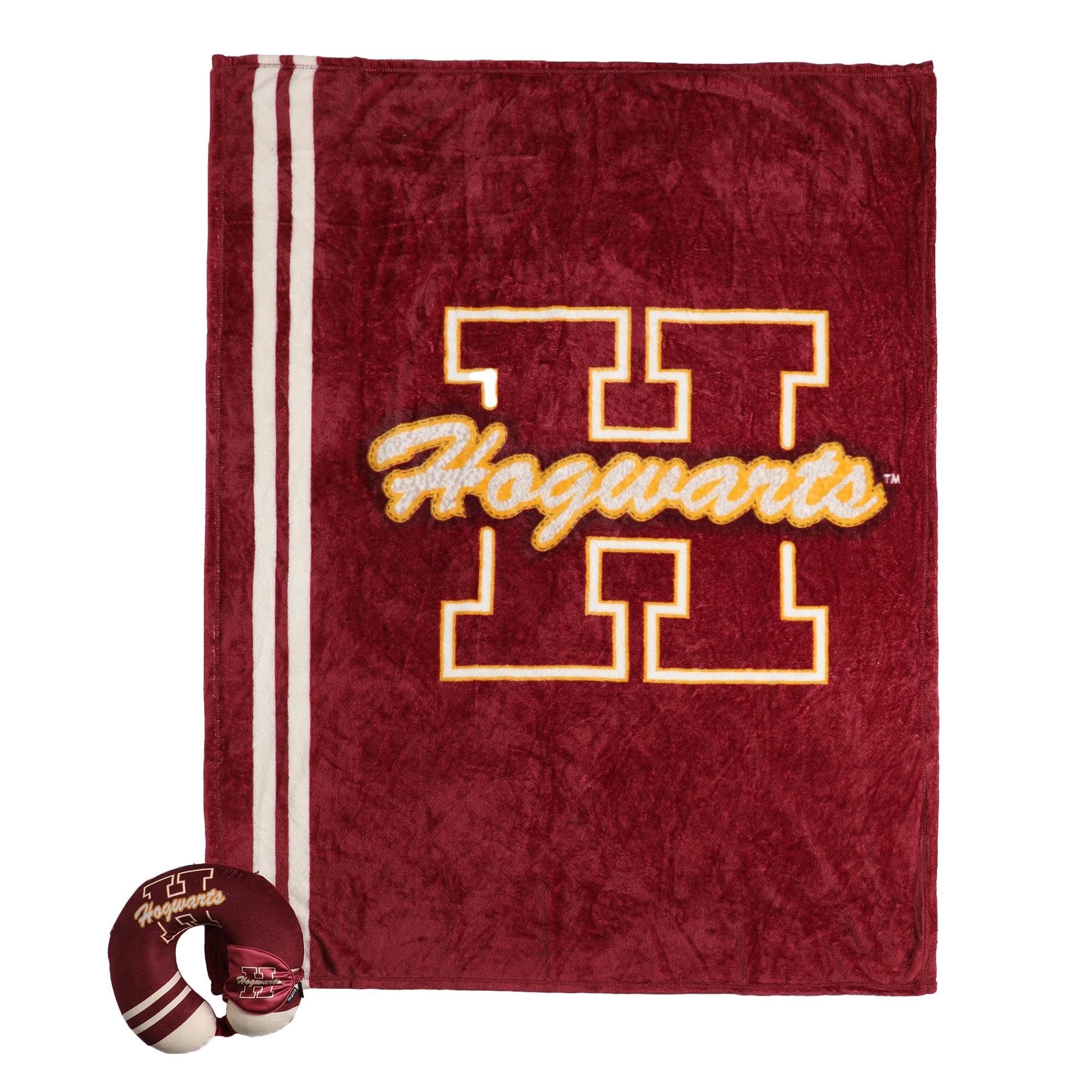 Adult Harry Potter Hogwarts Travel Set with Neck Pillow, Eye Mask, and Throw Blanket - Magical Comfort for Wizarding World Fans!