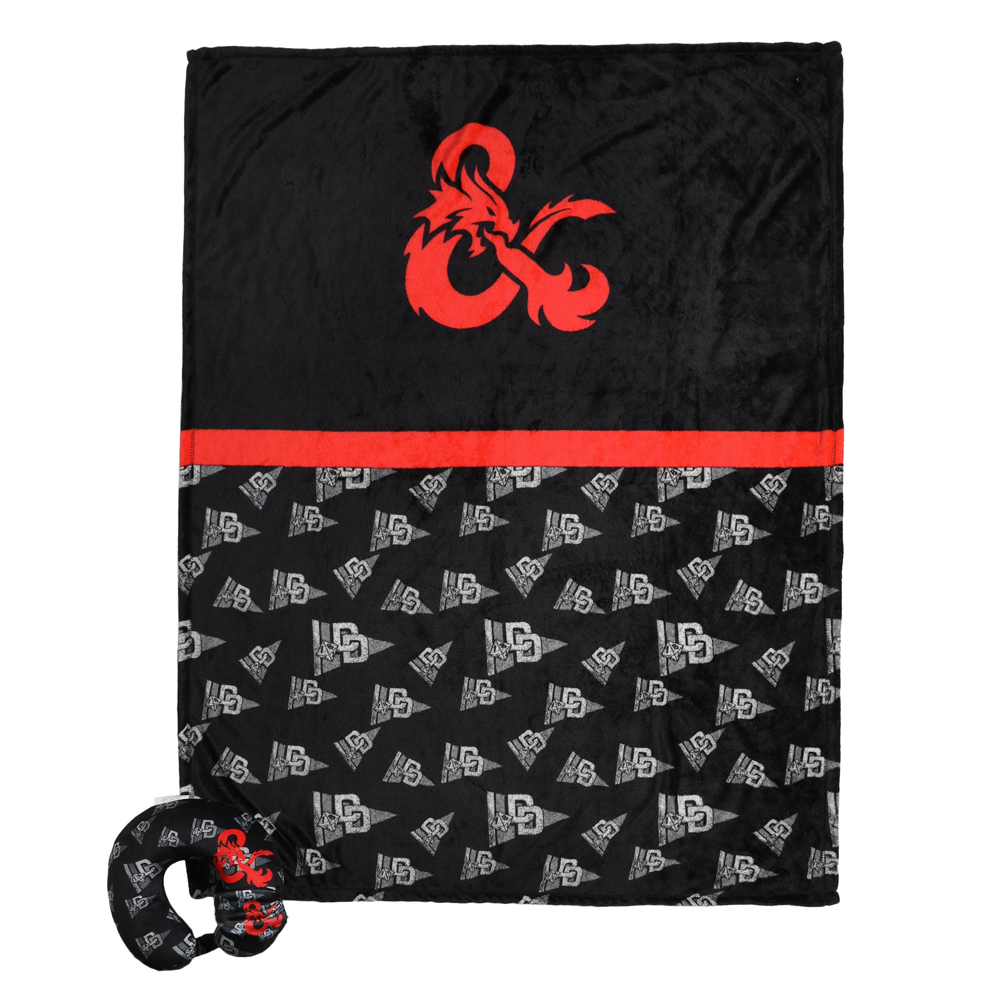 Dungeons & Dragons Adult Travel Set with Neck Pillow, Eye Mask, and Throw Blanket - Perfect for Adventure-Loving Travelers!