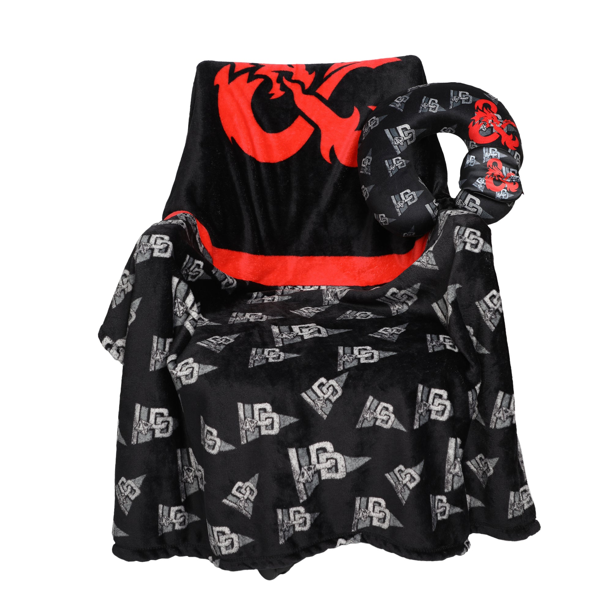 Dungeons & Dragons Adult Travel Set with Neck Pillow, Eye Mask, and Throw Blanket - Perfect for Adventure-Loving Travelers!