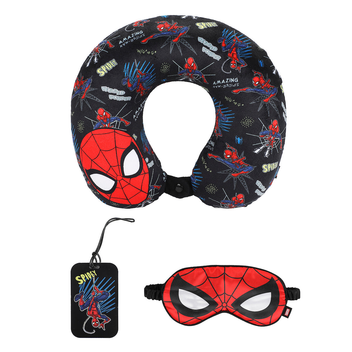 Spider-Man Mask & Character Print 3-Piece Neck Pillow Set