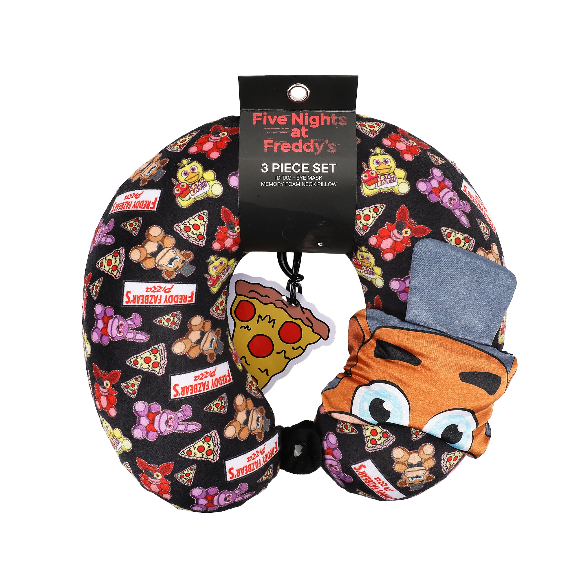 Five Nights at Freddy's 3-Piece Travel Set With Neck Pillow, Eye Mask, And Luggage Tag
