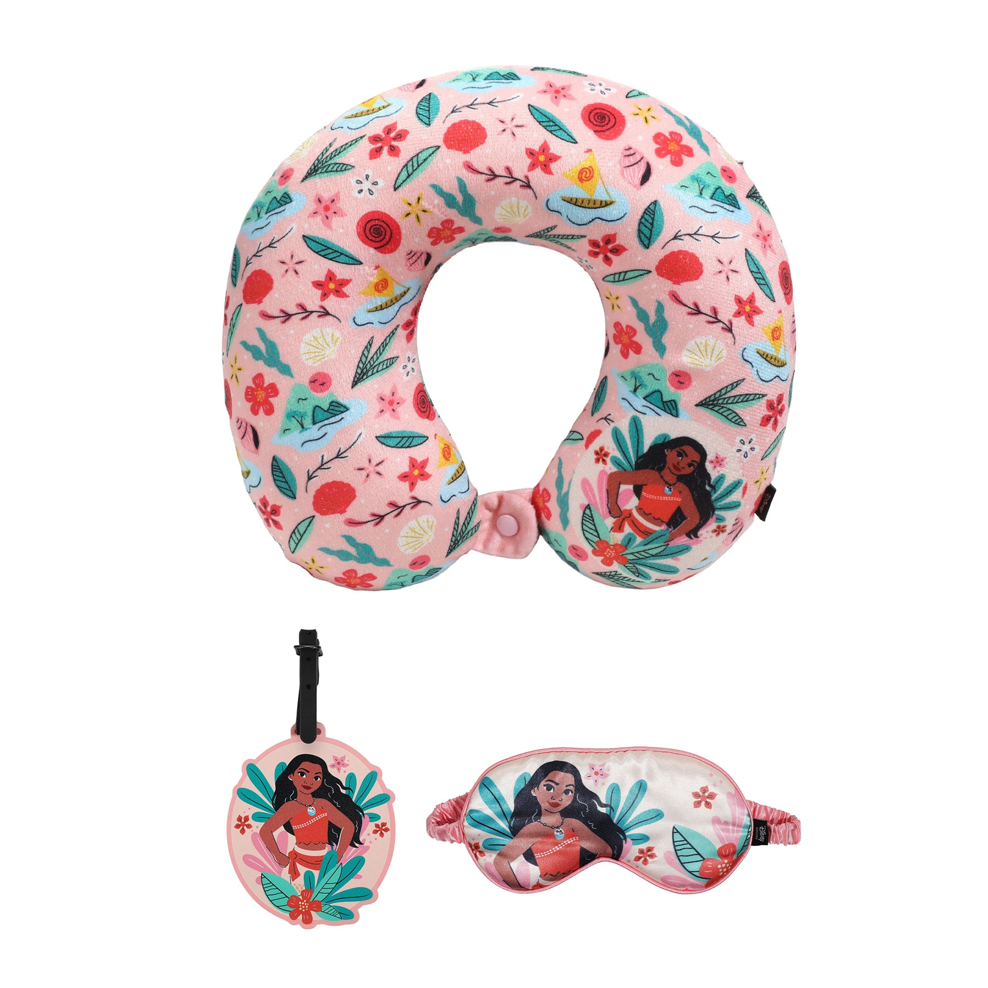 Moana Icons AOP Neck Pillow Set with Sleep Mask and Luggage Tag