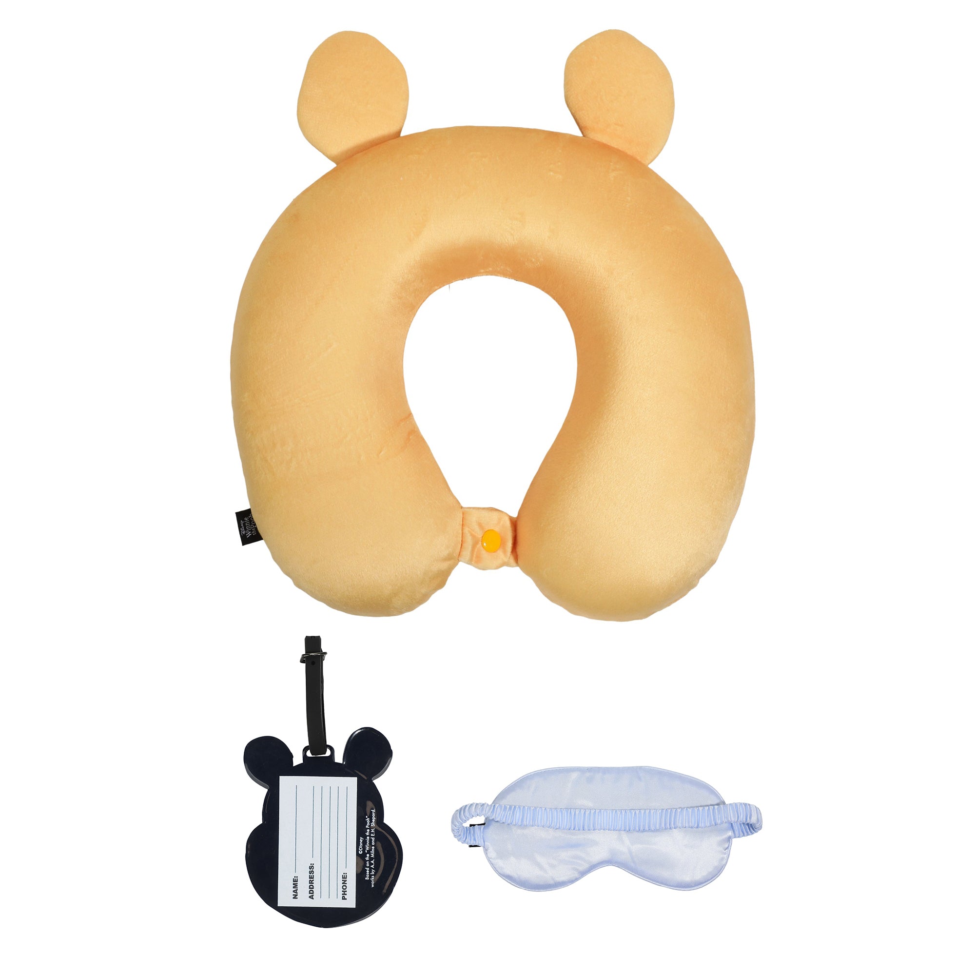 Winnie The Pooh Kids Neck Pillow Eye Mask Luggage Tag Set