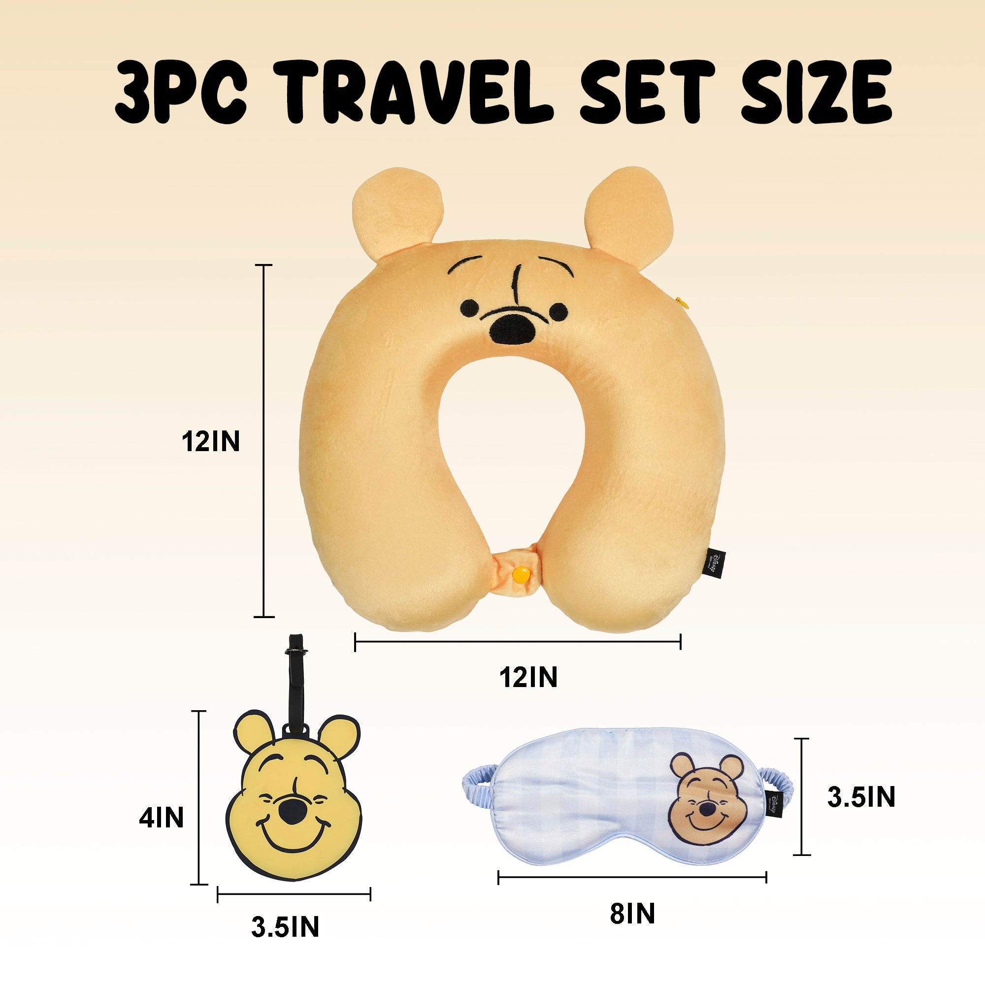 Winnie The Pooh Kids Neck Pillow Eye Mask Luggage Tag Set
