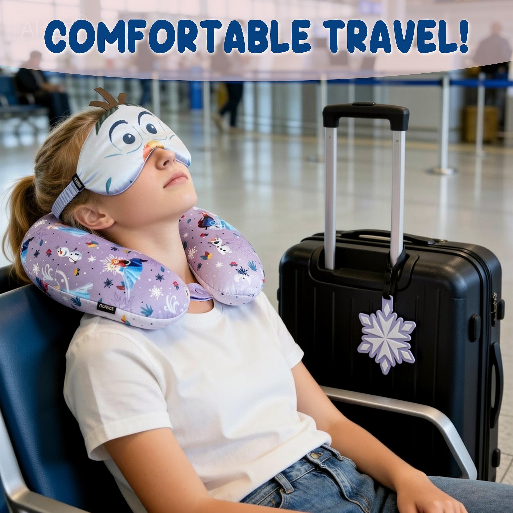 Frozen Figural Neck Pillow 3pc Set for Kids Travel