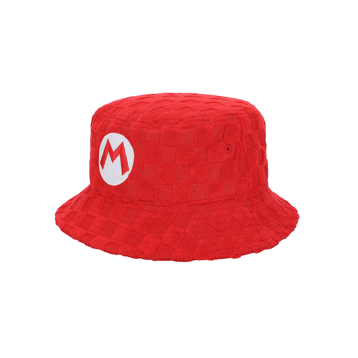 Super Mario Bros Mario Logo Men's Red Checkered Bucket Hat