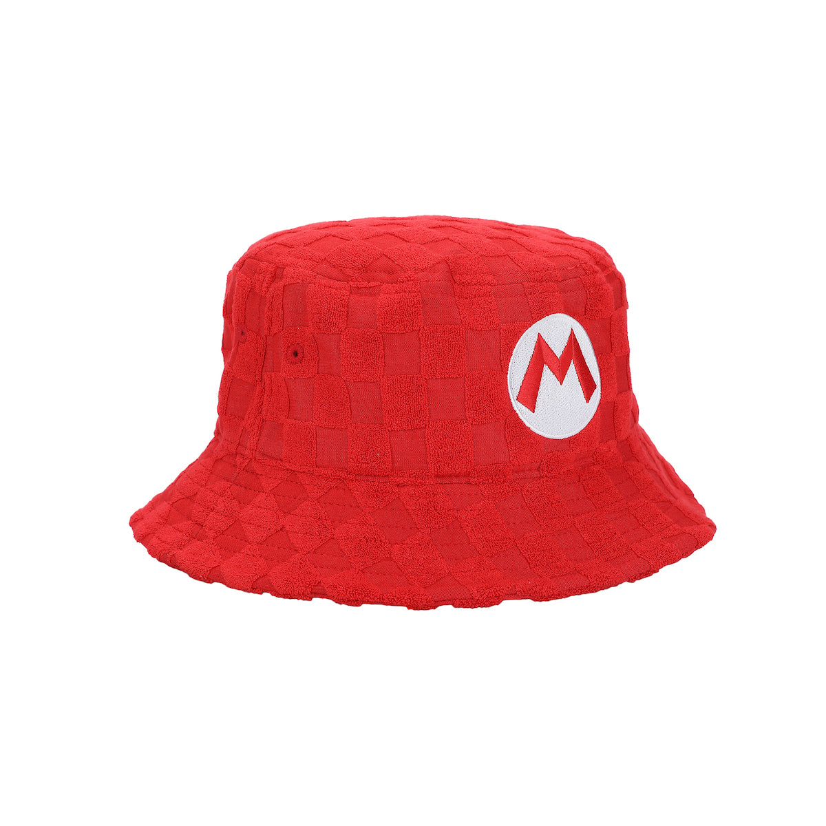 Super Mario Bros Mario Logo Men's Red Checkered Bucket Hat