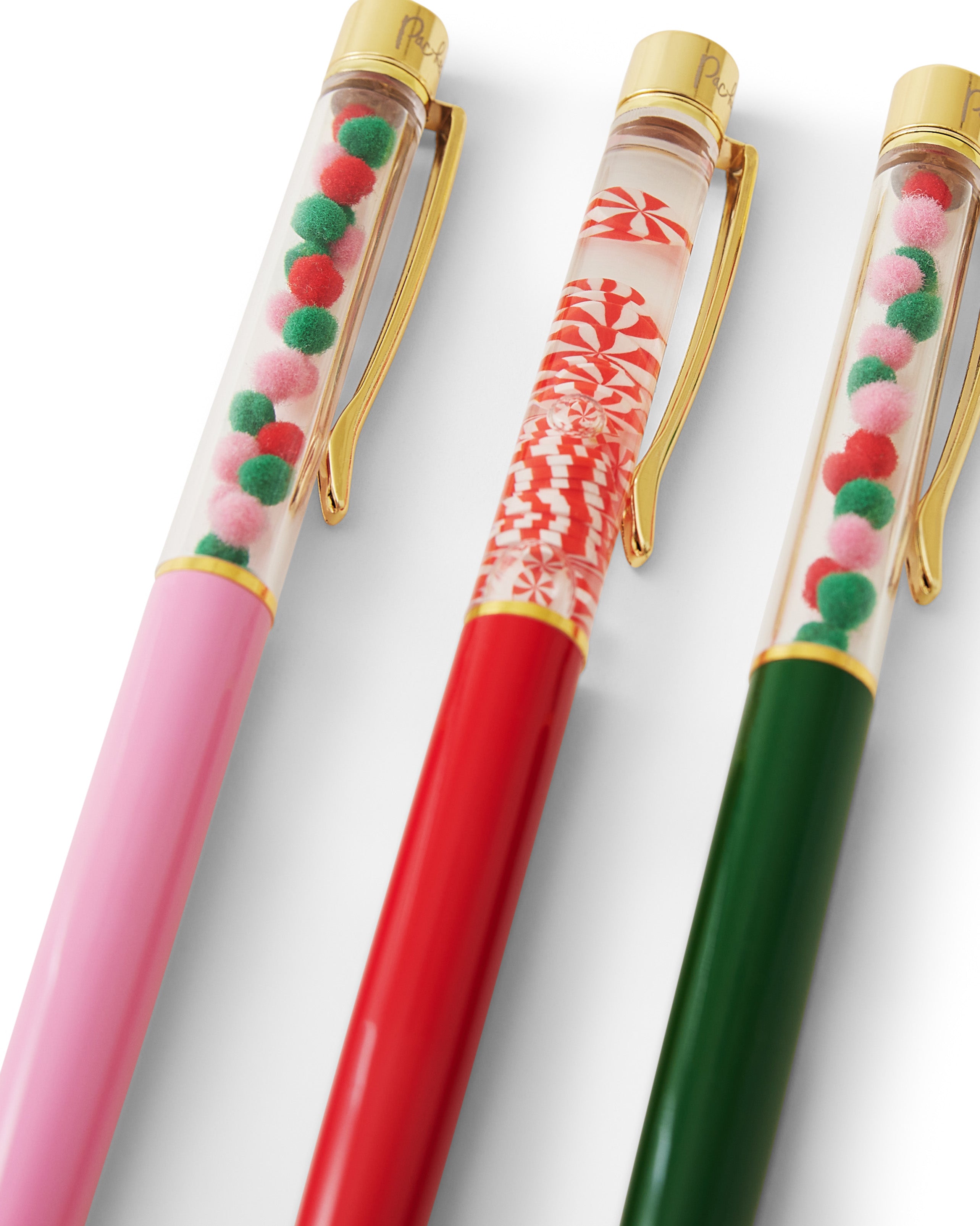 Letters To Santa 3-Pack Trapped Confetti Ballpoint Pen Set