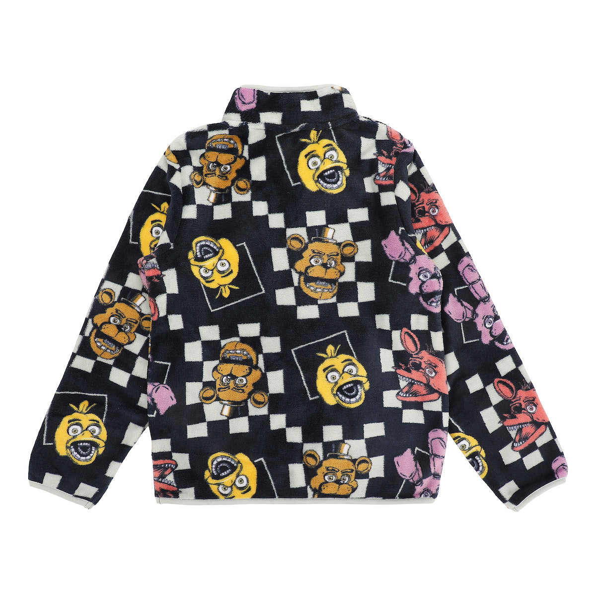 Five Nights At Freddy's Character Faces Boy's Checkered Quarter Zip Jacket