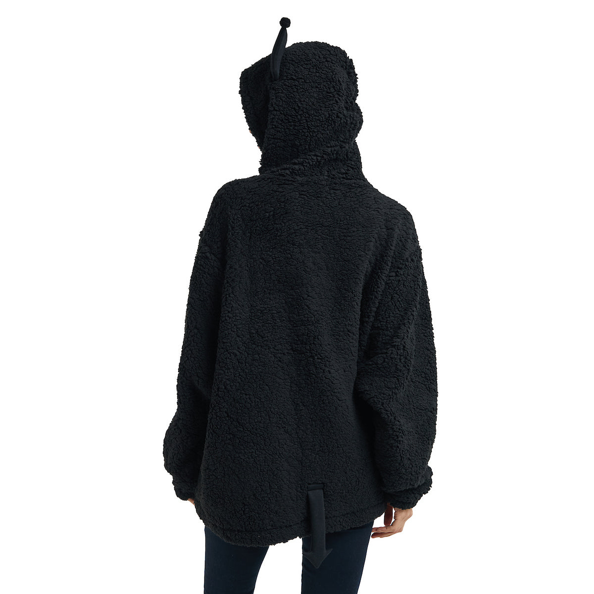 Kuromi Women's Black Long Sleeve Cosplay Faux Shearling Zip-Up Hoodie
