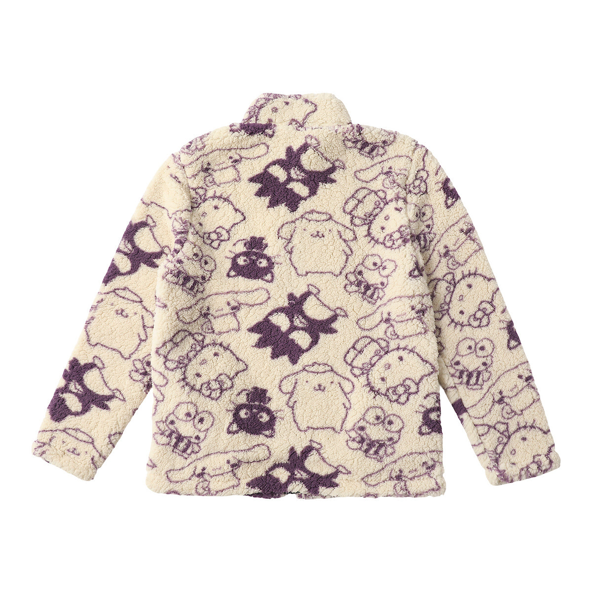 Hello Kitty & Friends All-Over Character Print Men's White Long Sleeve Sherpa Outerwear Jacket