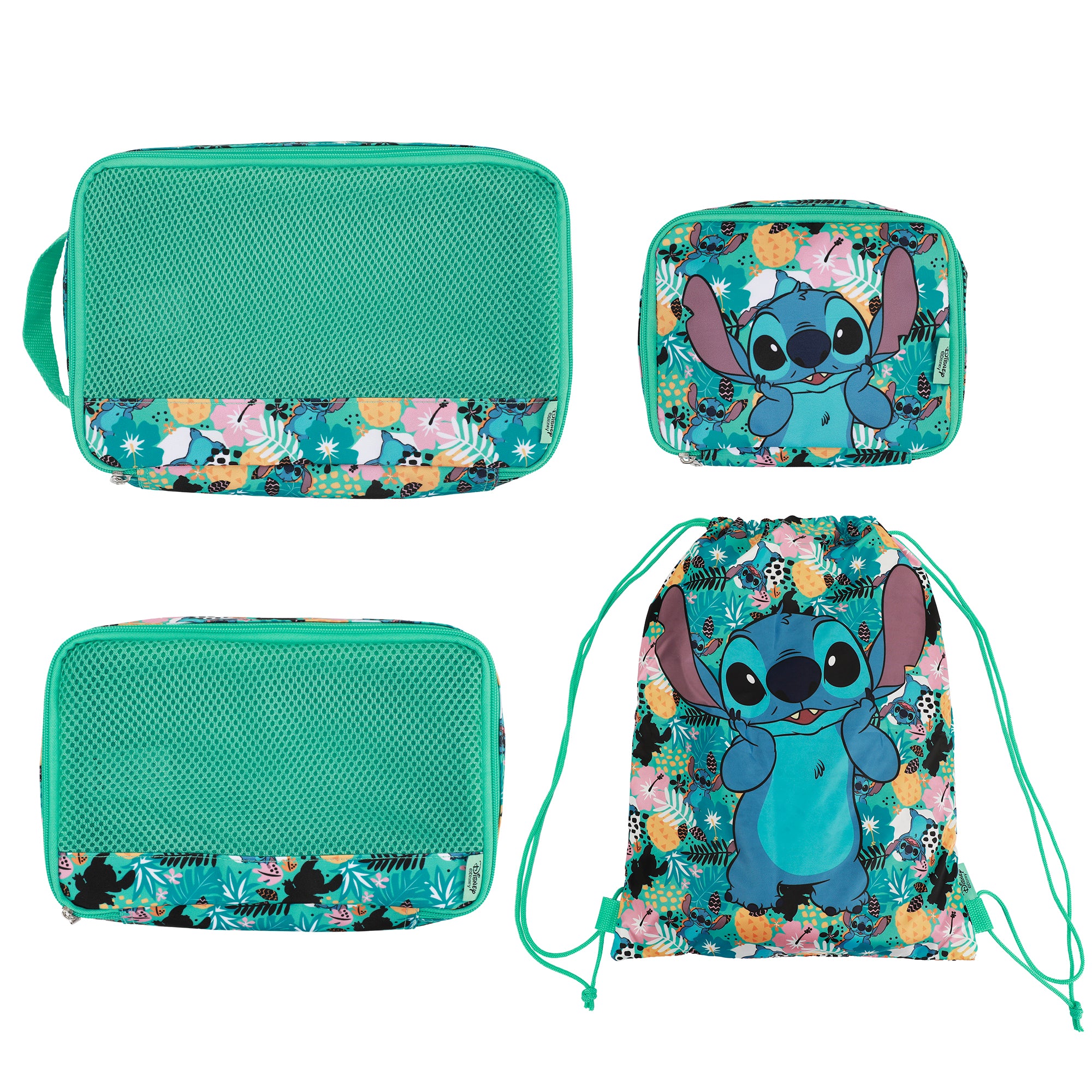 Lilo & Stitch Floral Print Stitch 4-Piece Packing Cube & Laundry Bag Set