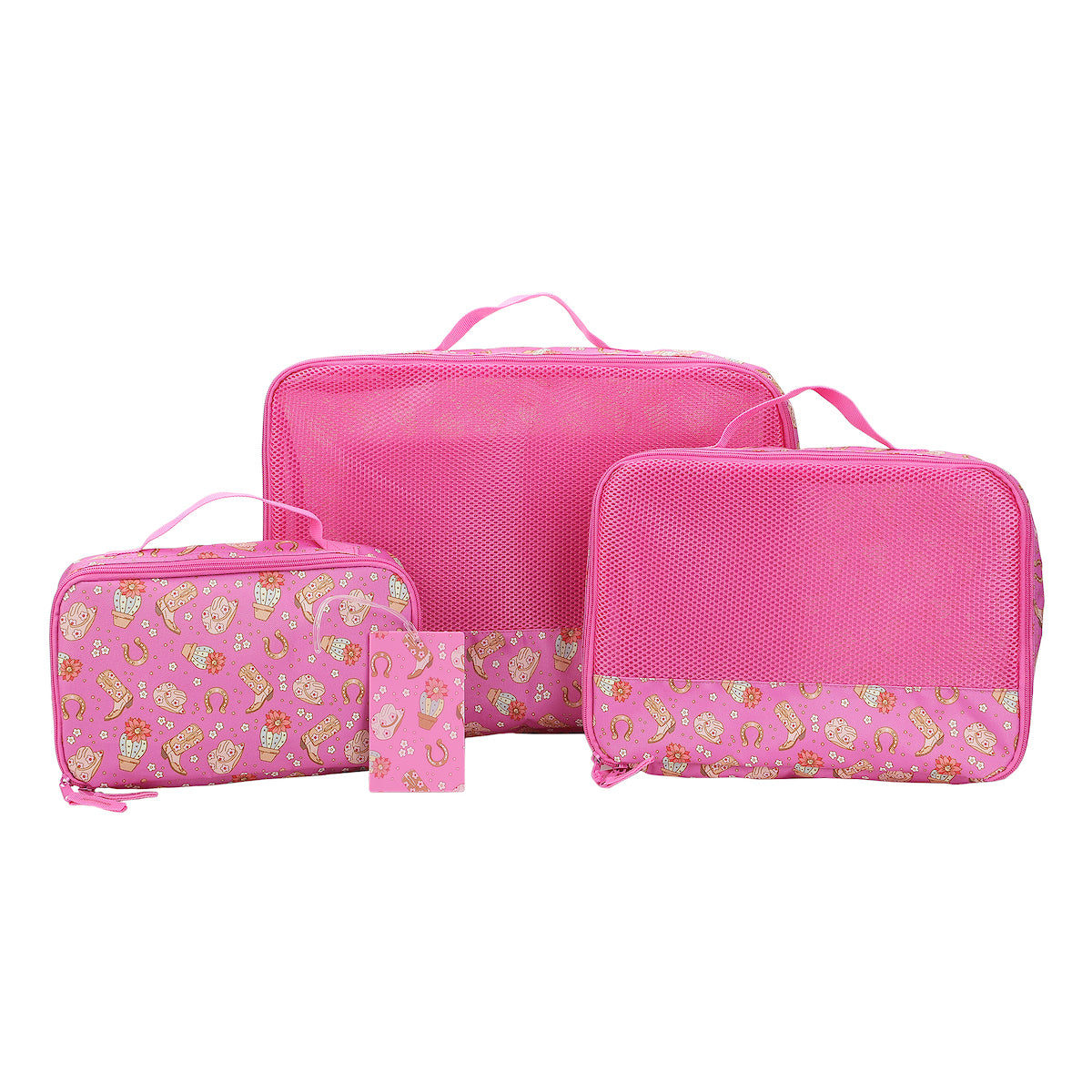 Western Print 4-Piece Packing Cube & Luggage Tag Set