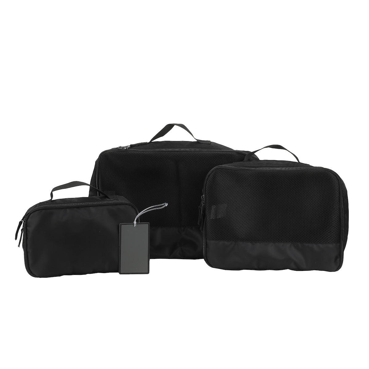 Black 4-Piece Packing Cube & Luggage Tag Set