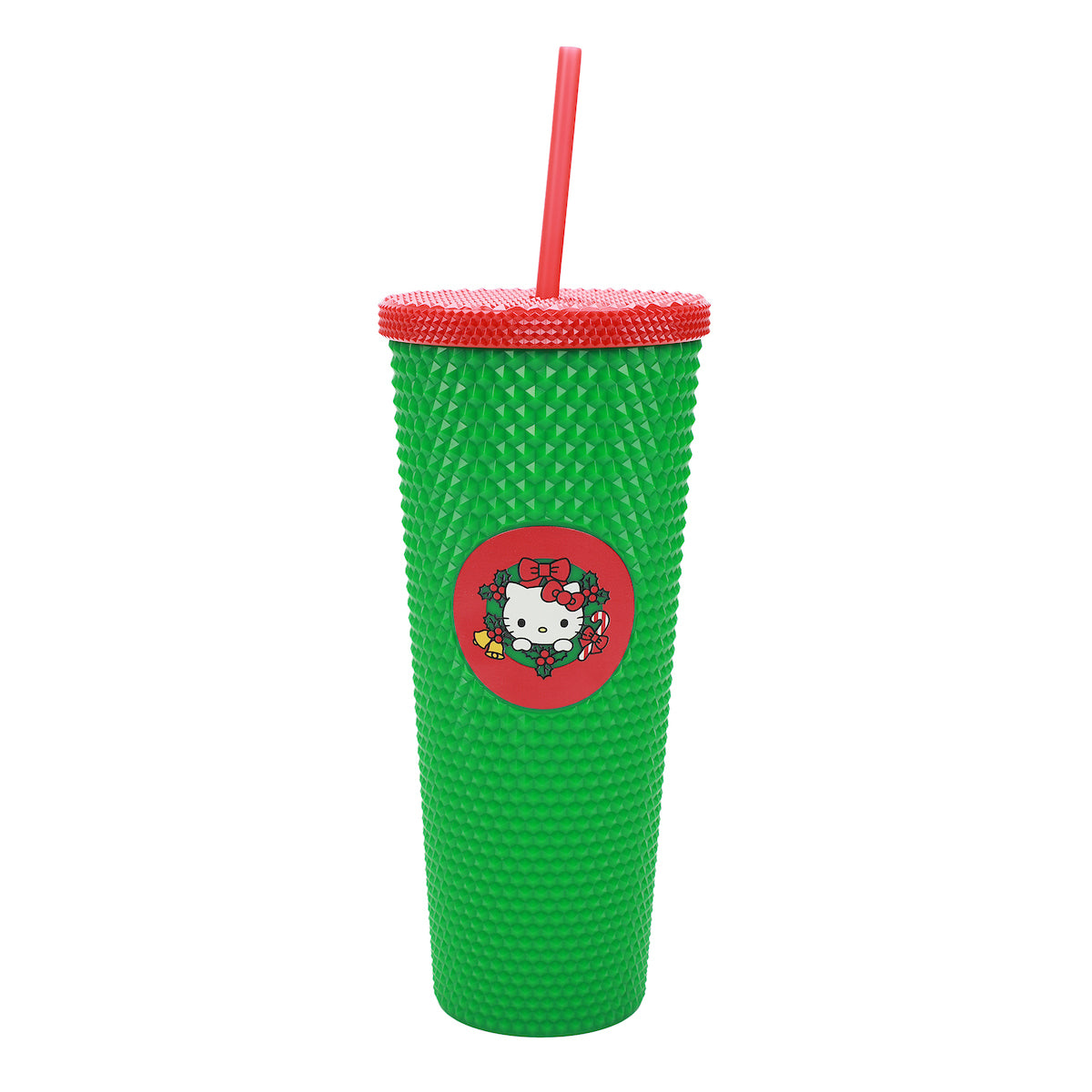 Hello Kitty Holiday Wreath 24 Oz Spiked Green Acrylic Tumbler