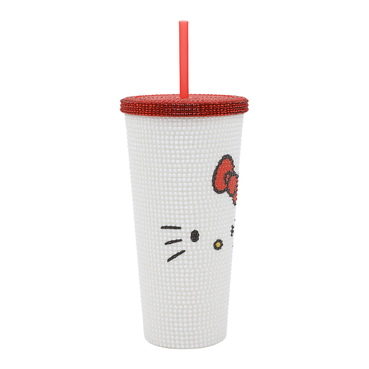 Hello Kitty Big Face 20 Oz White Rhinestone-Studded Plastic Tumbler Cup