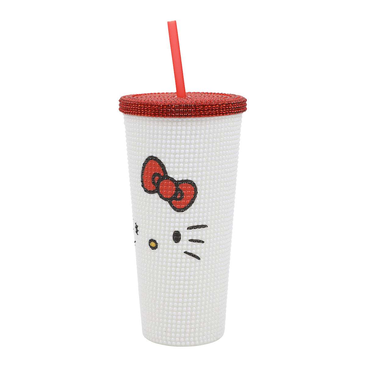 Hello Kitty Big Face 20 Oz White Rhinestone-Studded Plastic Tumbler Cup
