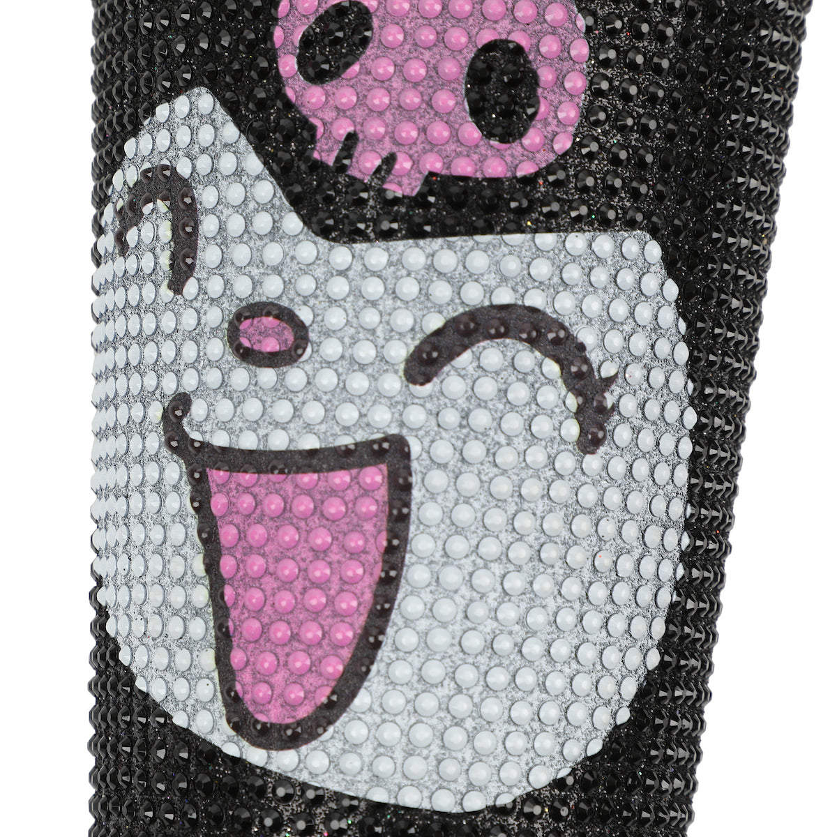 Kuromi Big Face 20 Oz Black Rhinestone-Studded Plastic Tumbler Cup