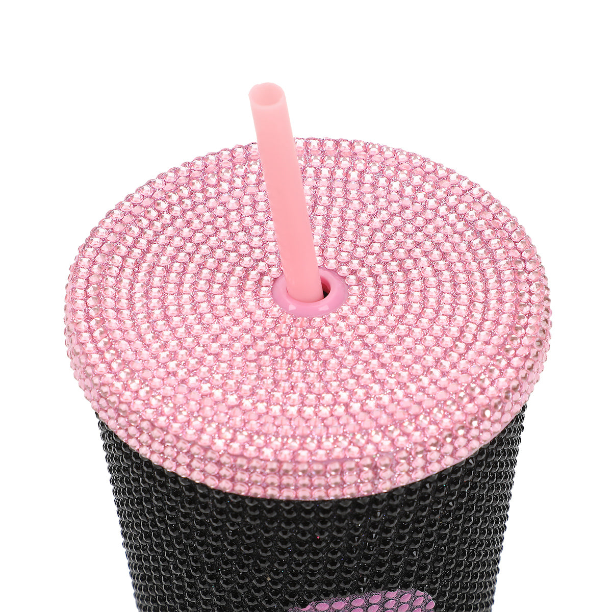 Kuromi Big Face 20 Oz Black Rhinestone-Studded Plastic Tumbler Cup