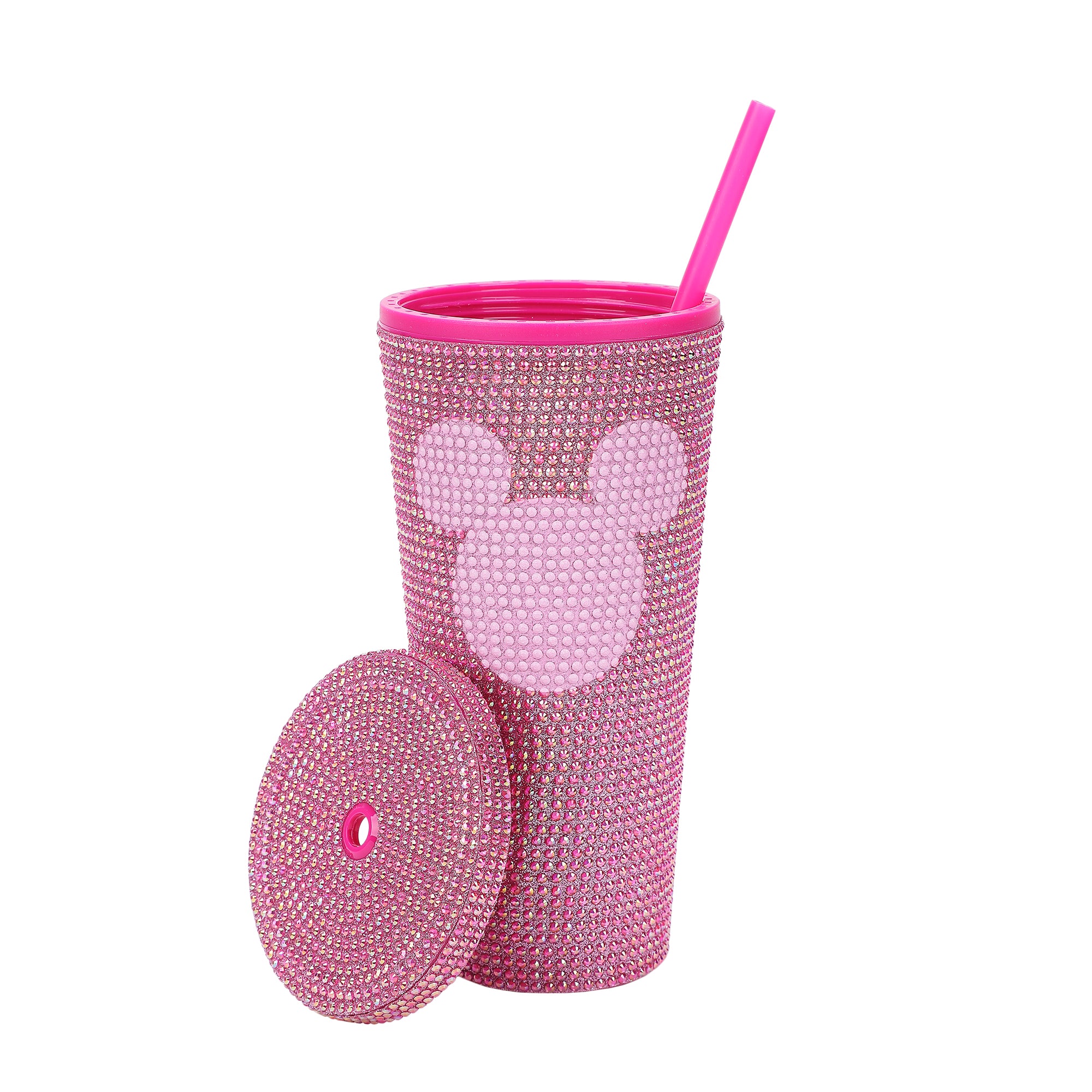 Disney Mickey Mouse Ears 20 Oz Pink Rhinestone-Studded Plastic Cup