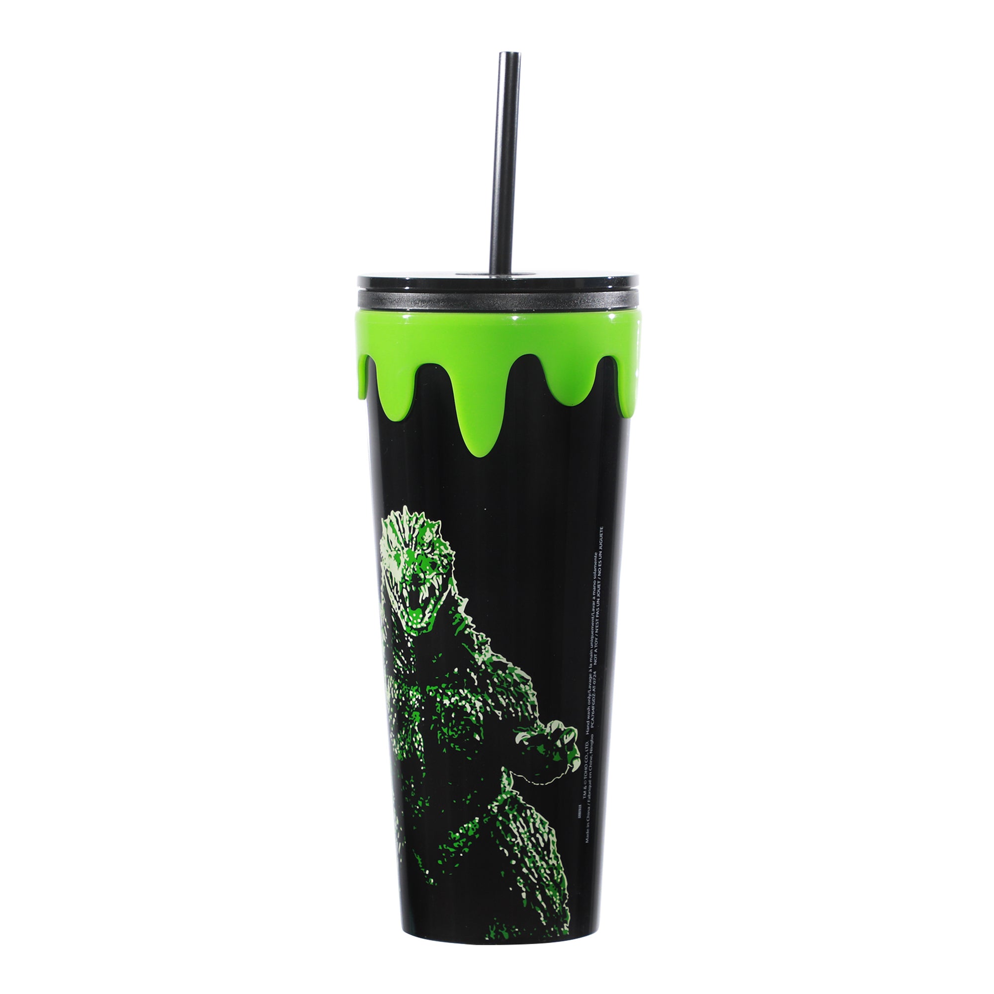 Godzilla Kanji 24 Oz Black Plastic Cup