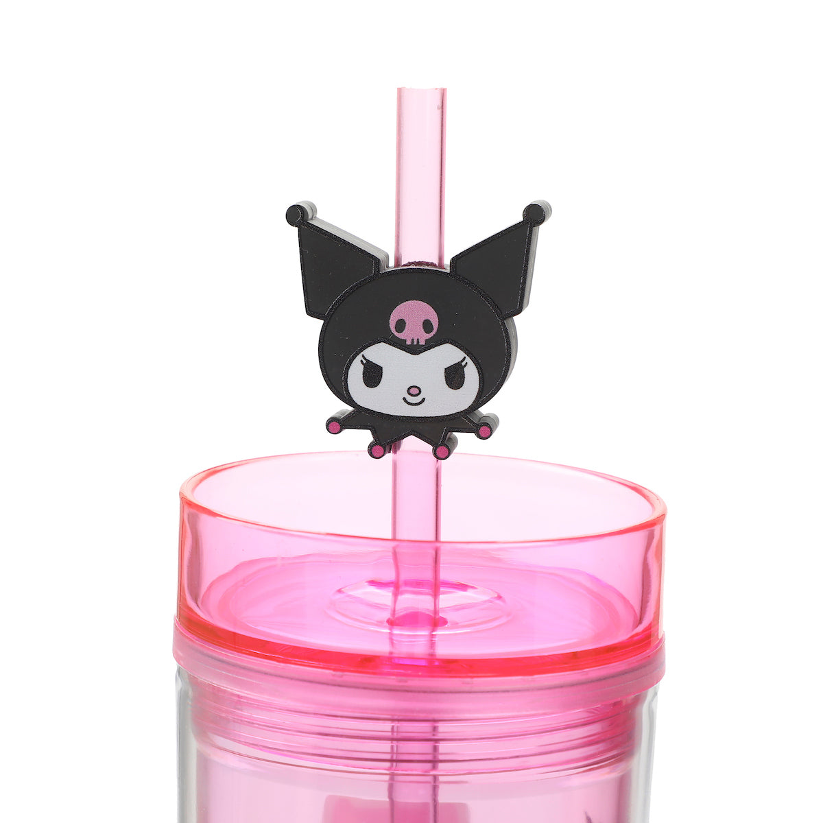 Kuromi Character Art 16 Oz Pink Plastic Tumbler Cup With Straw & Lid