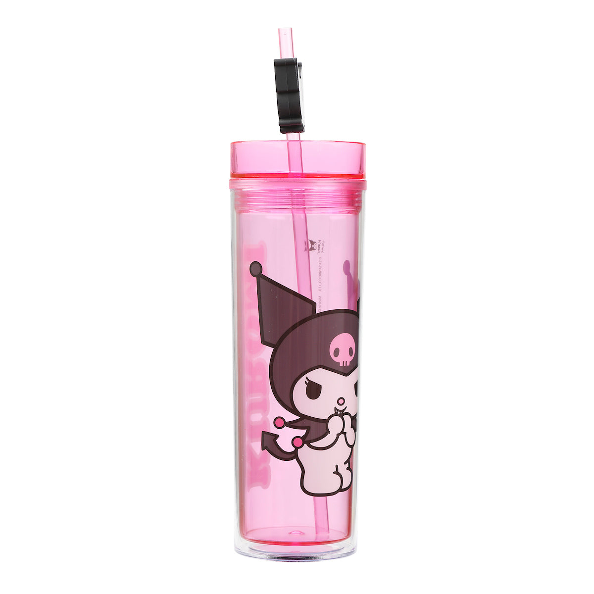 Kuromi Character Art 16 Oz Pink Plastic Tumbler Cup With Straw & Lid