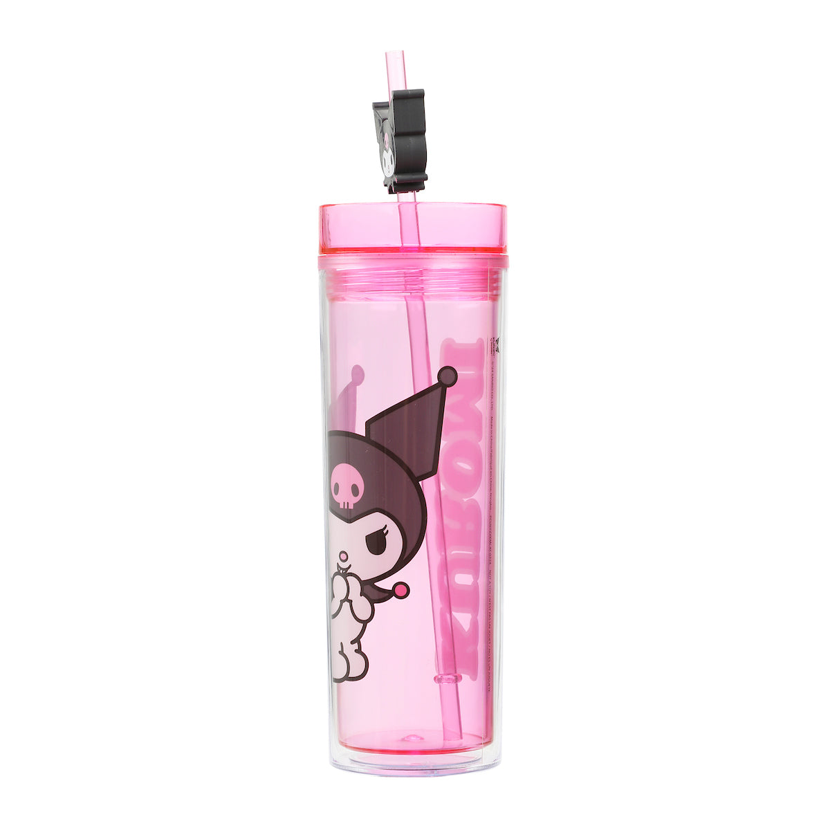 Kuromi Character Art 16 Oz Pink Plastic Tumbler Cup With Straw & Lid