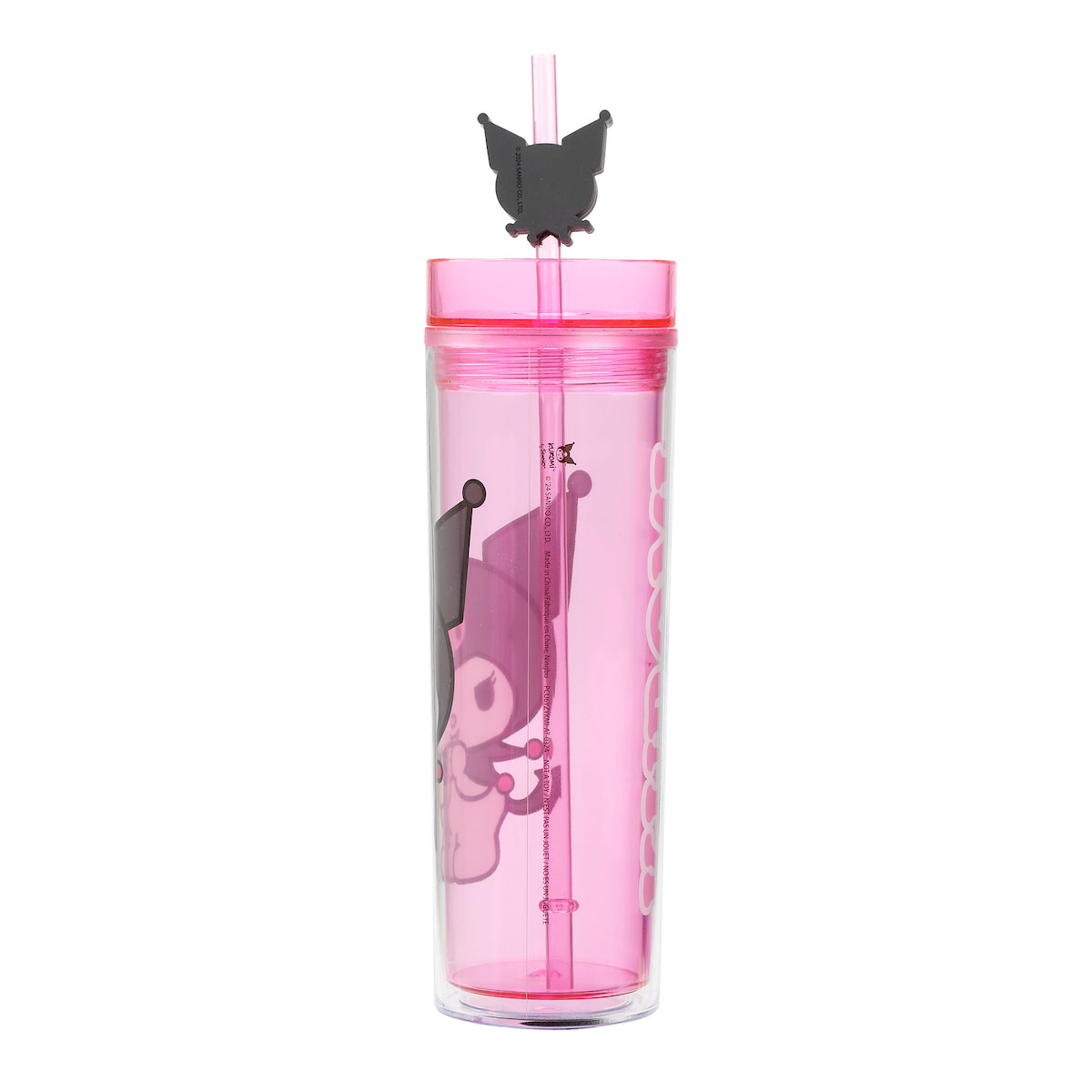 Kuromi Character Art 16 Oz Pink Plastic Tumbler Cup With Straw & Lid