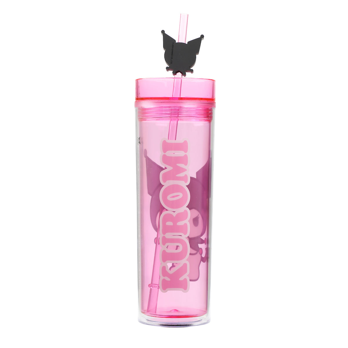 Kuromi Character Art 16 Oz Pink Plastic Tumbler Cup With Straw & Lid
