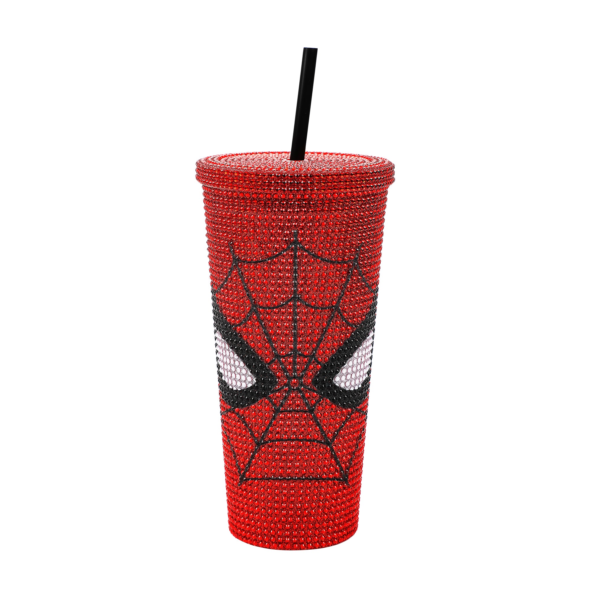 Spider-Man Mask & Logo Red 24 Oz Rhinestone-Studded Plastic Cup