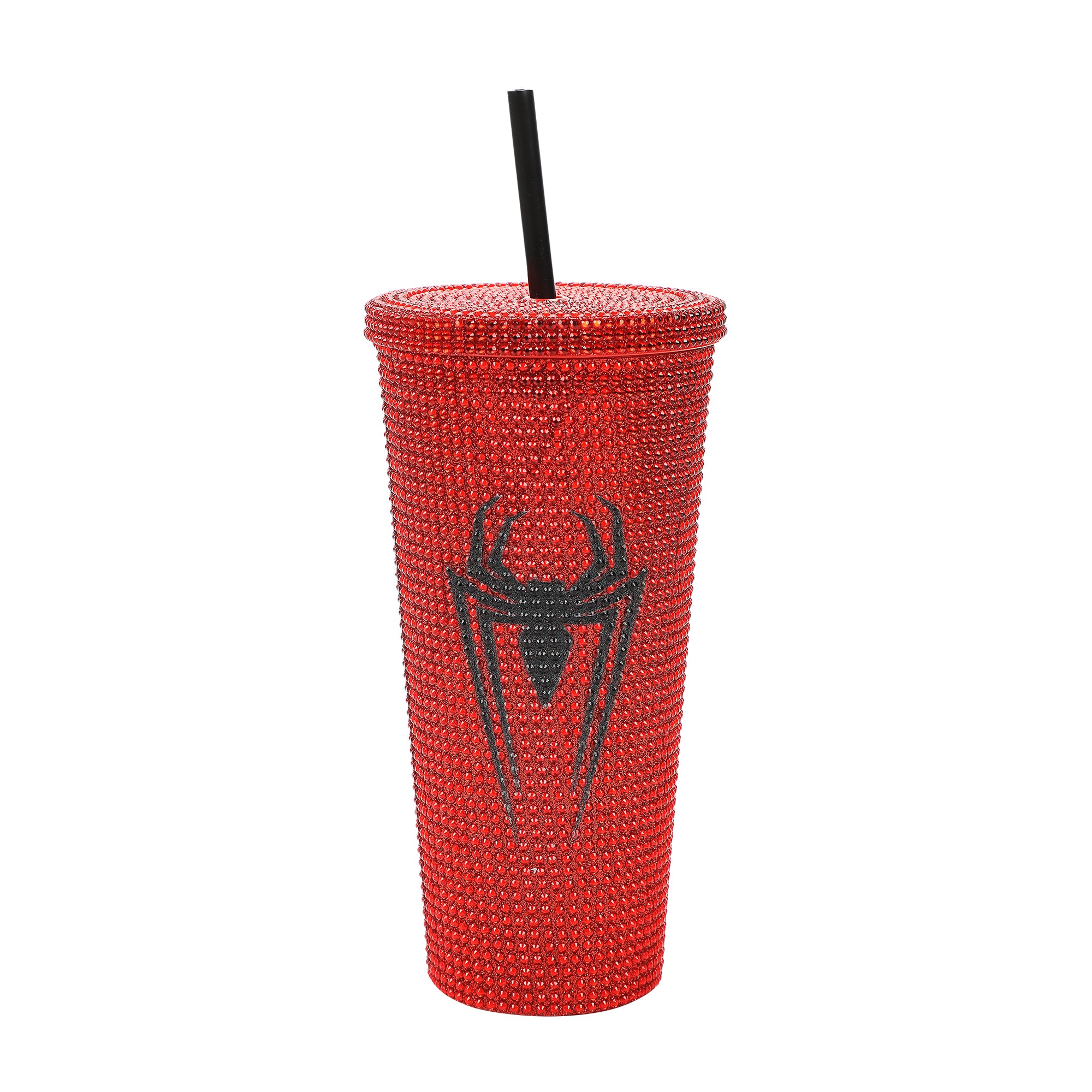 Spider-Man Mask & Logo Red 24 Oz Rhinestone-Studded Plastic Cup