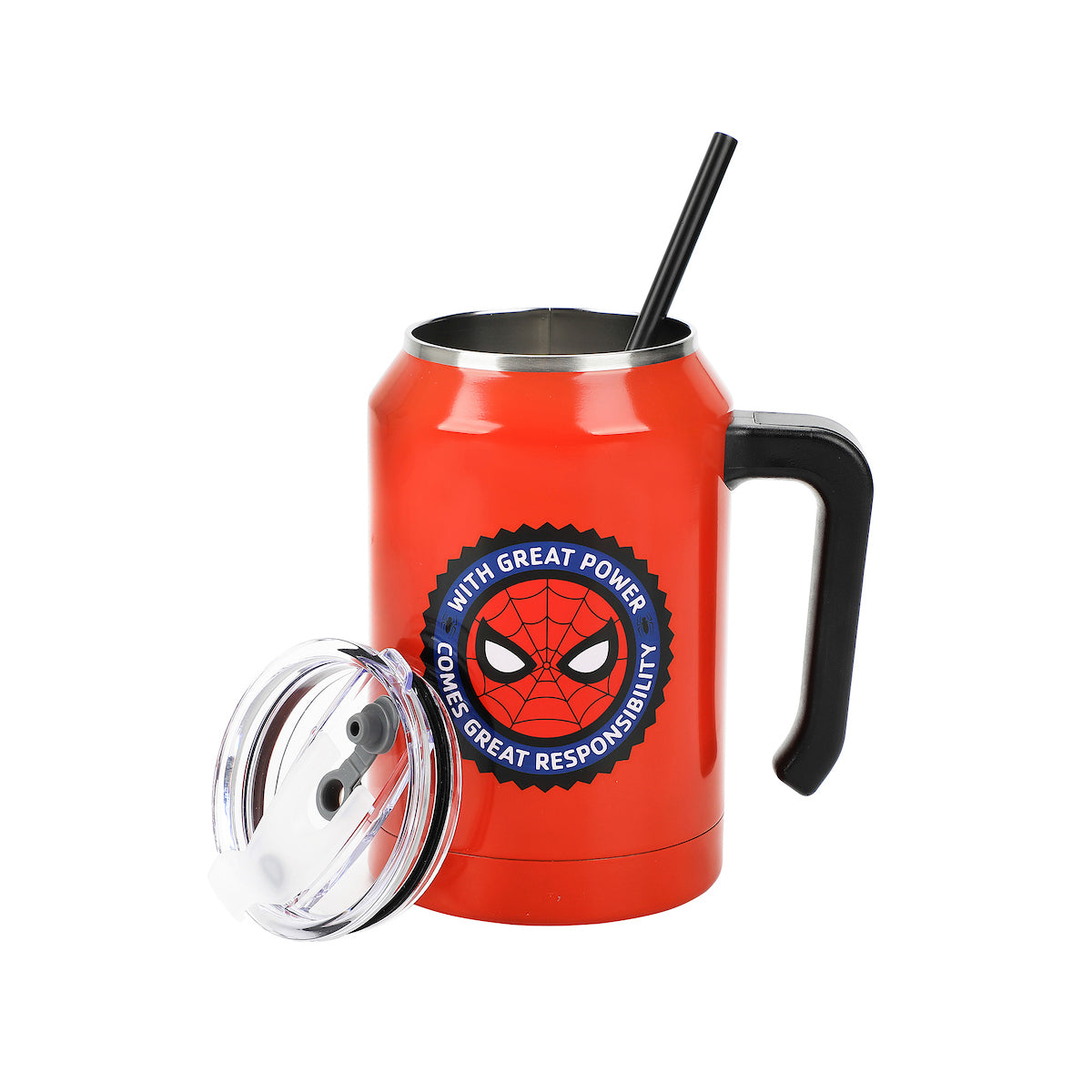 Marvel Spider-Man Great Power Great Responsibility Red 30 Oz Double Wall Stainless Steel Tumbler With Handle
